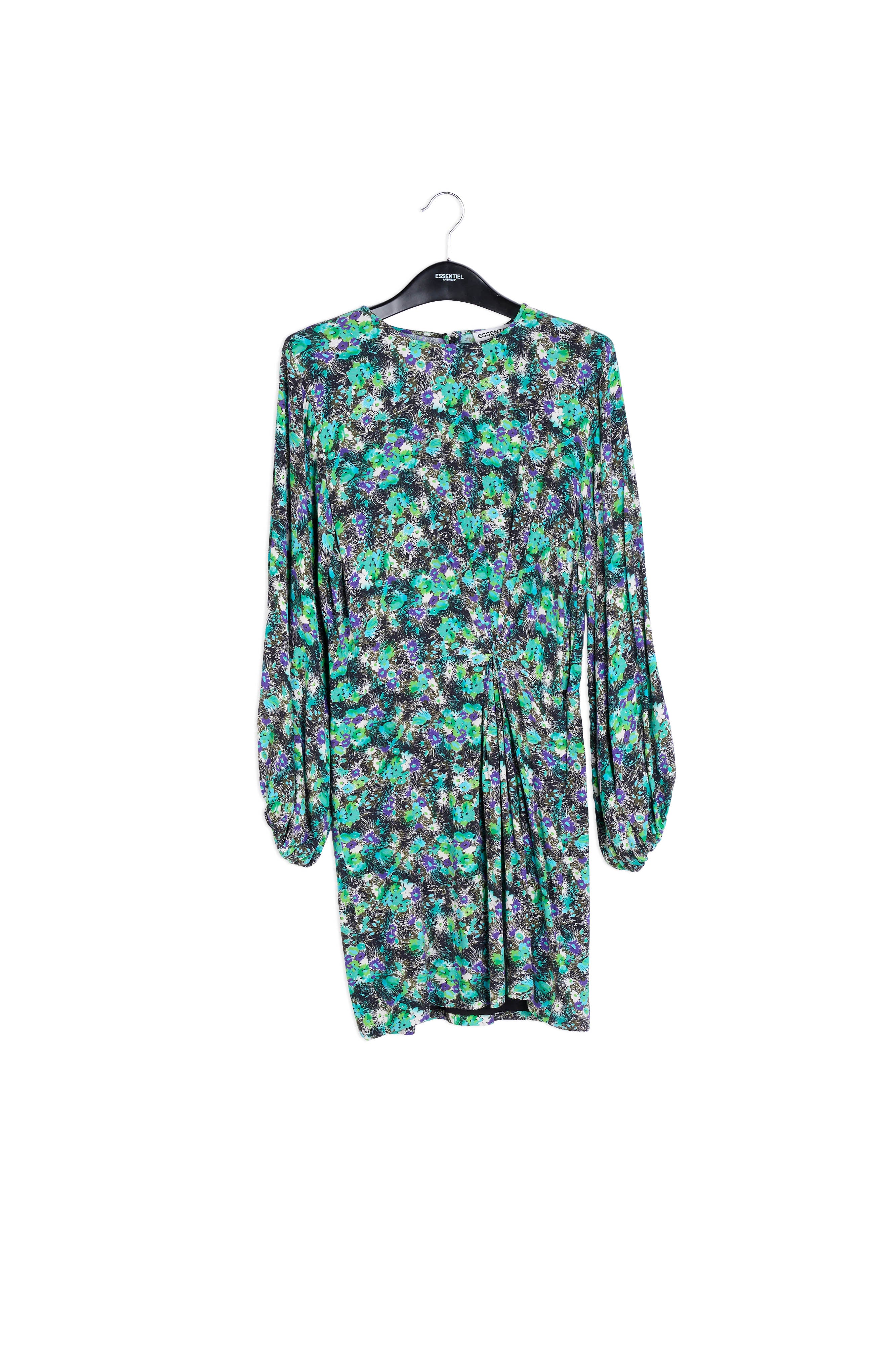 Black and blue floral print mini dress RE—SSENTIEL | Essentiel second hand