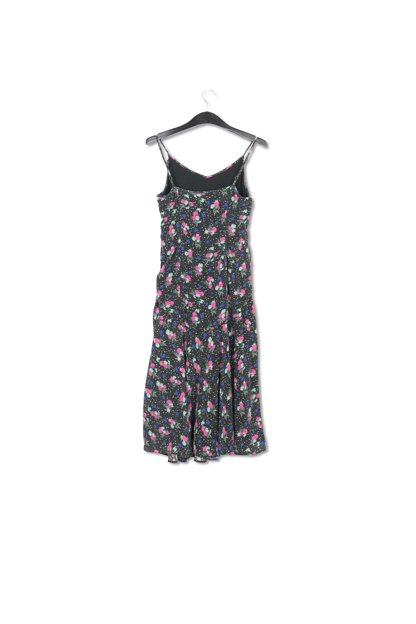 Robe midi noire à fleurs avec encolure v RE—SSENTIEL | Essentiel second hand