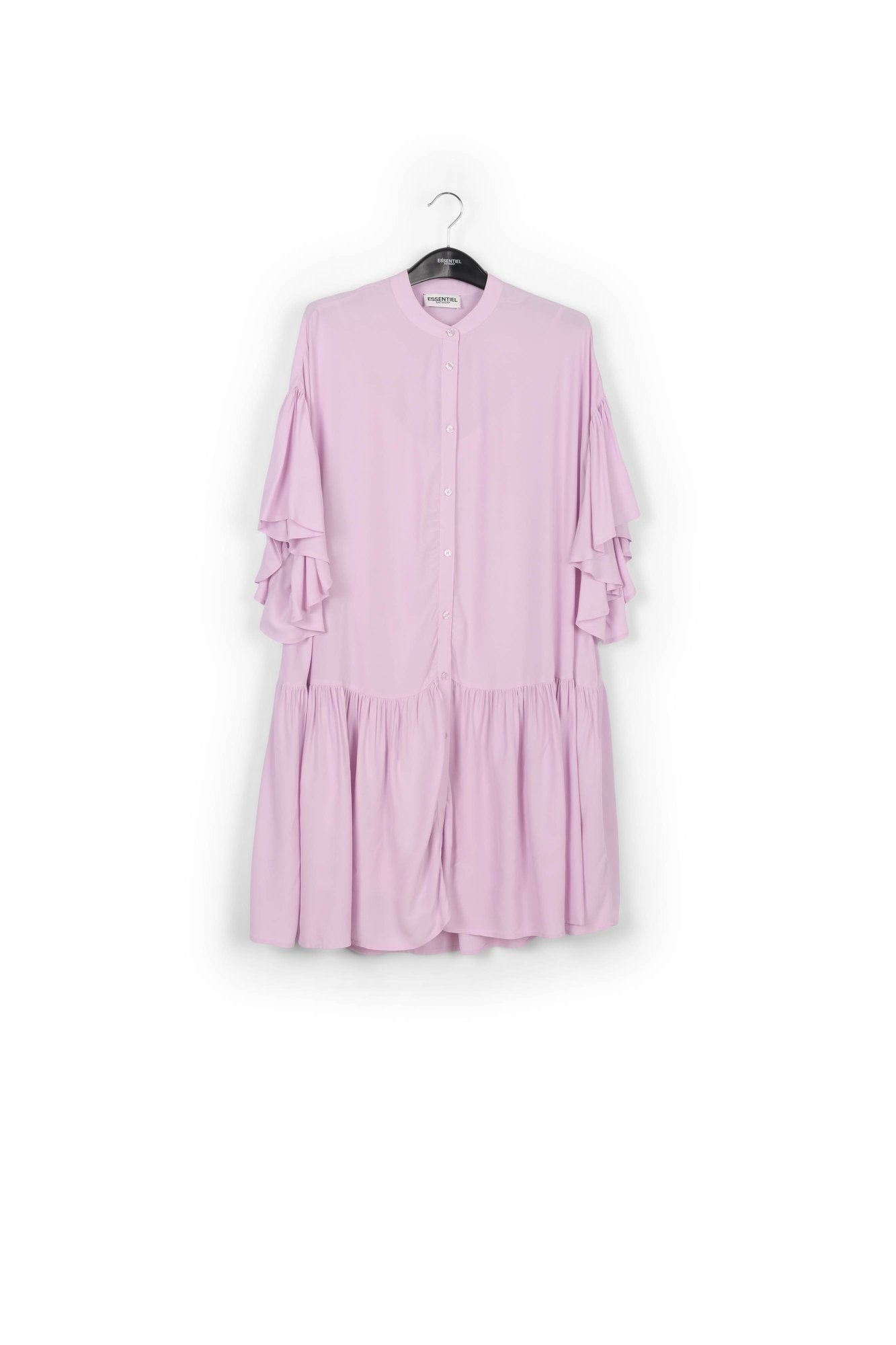 Lilac mini dress with ruffled sleeves RE—SSENTIEL | Essentiel second hand