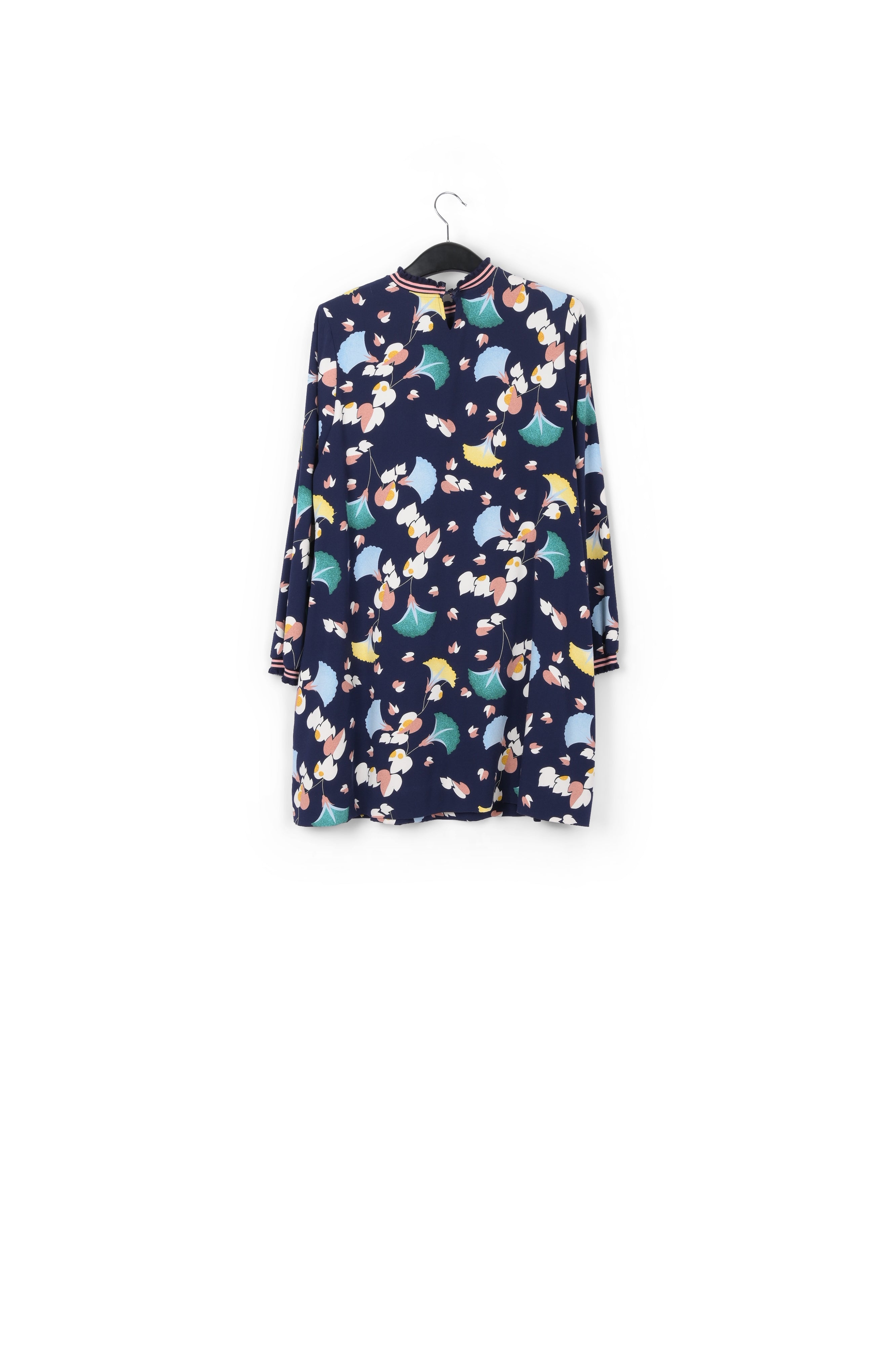 Mini robe florale noire avec ruches RE—SSENTIEL | Essentiel second hand