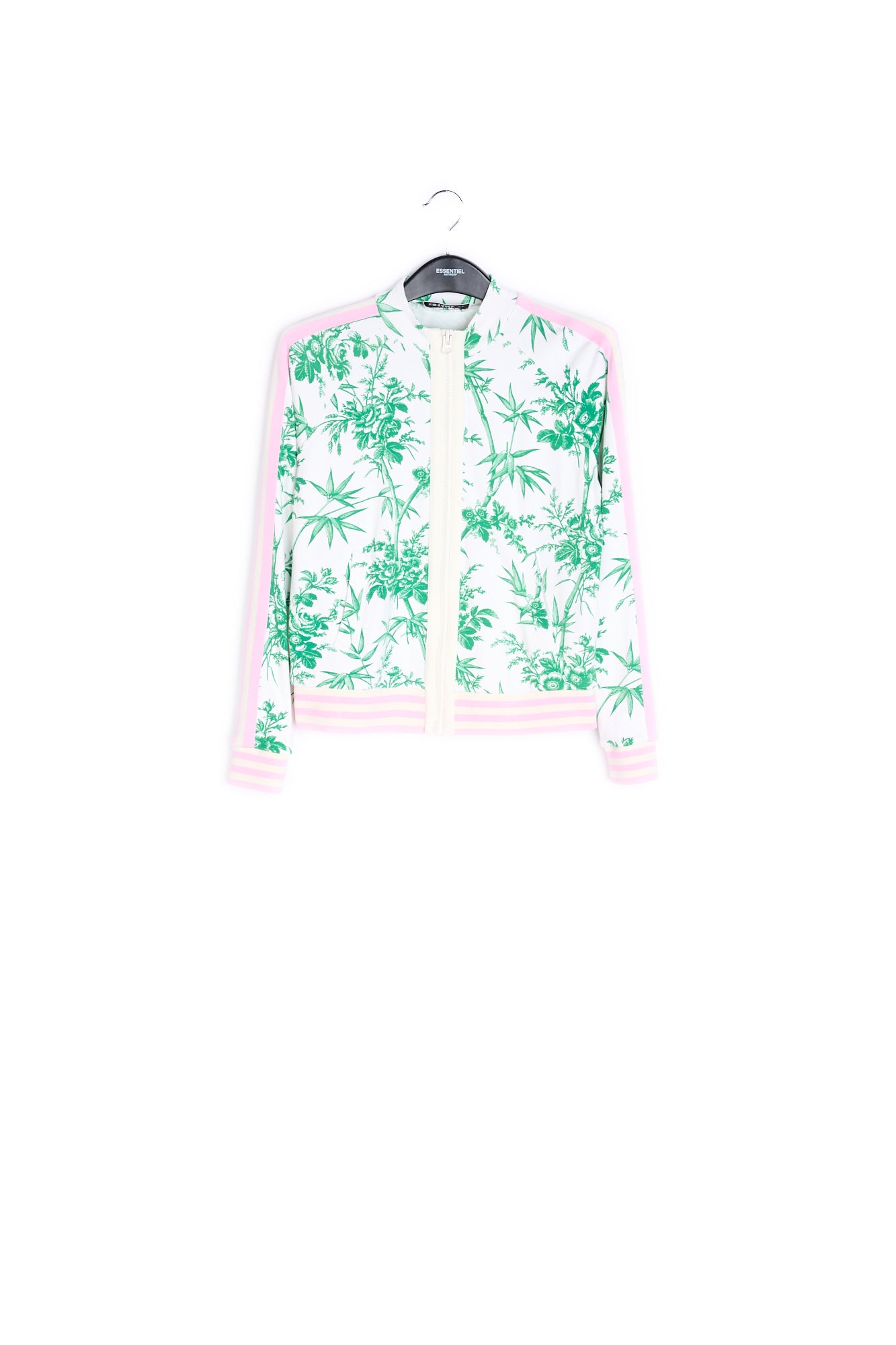 Classic green and white print tracksuit jacket RE—SSENTIEL | Essentiel second hand