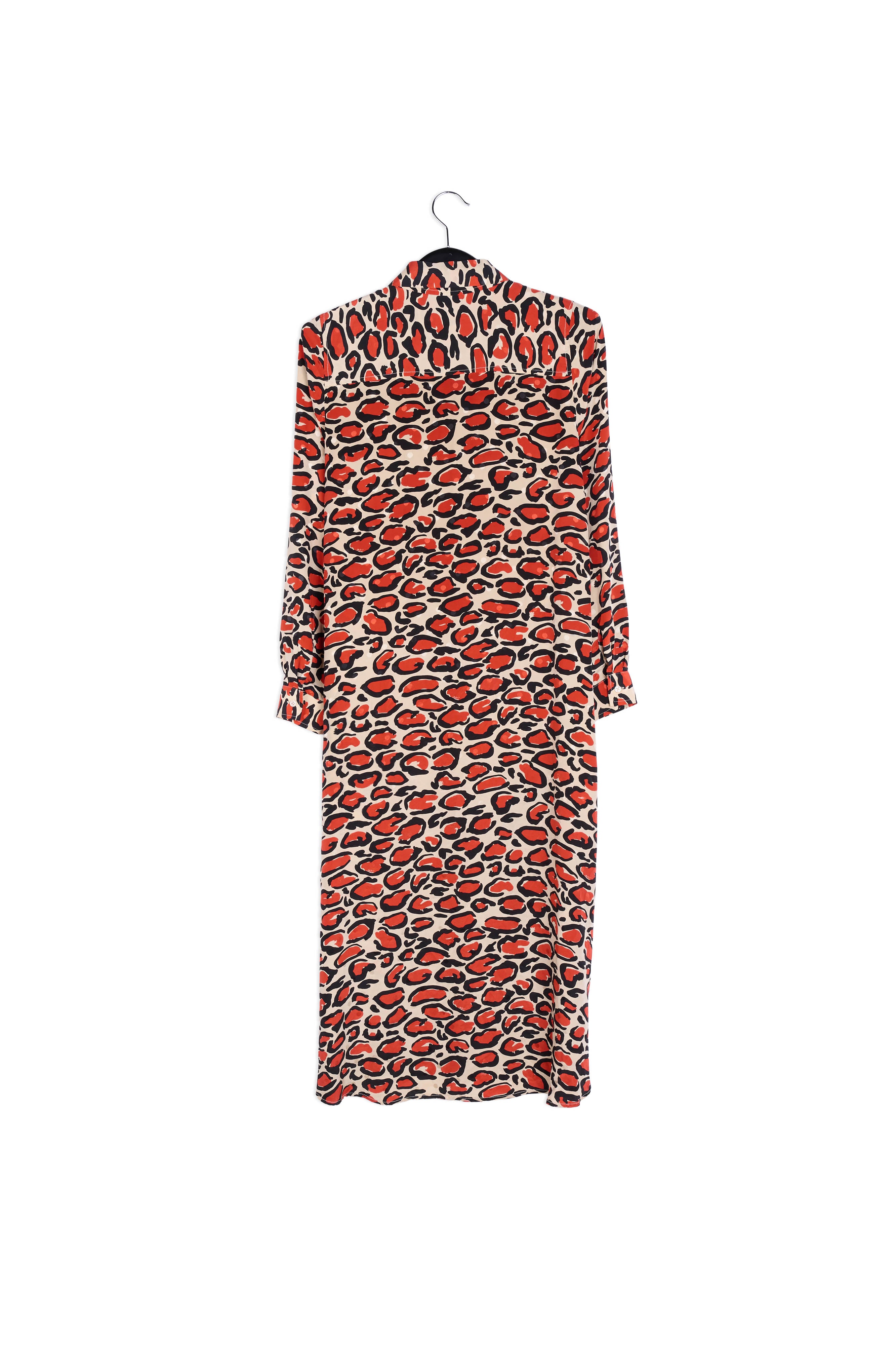 Gebroken witte zijden hemdjurk met luipaardprint RE—SSENTIEL | Essentiel second hand