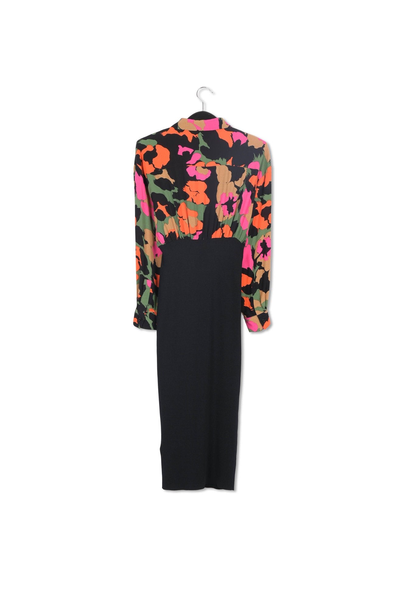 Black abstract-print and rib-knitted midi dress RE—SSENTIEL | Essentiel second hand