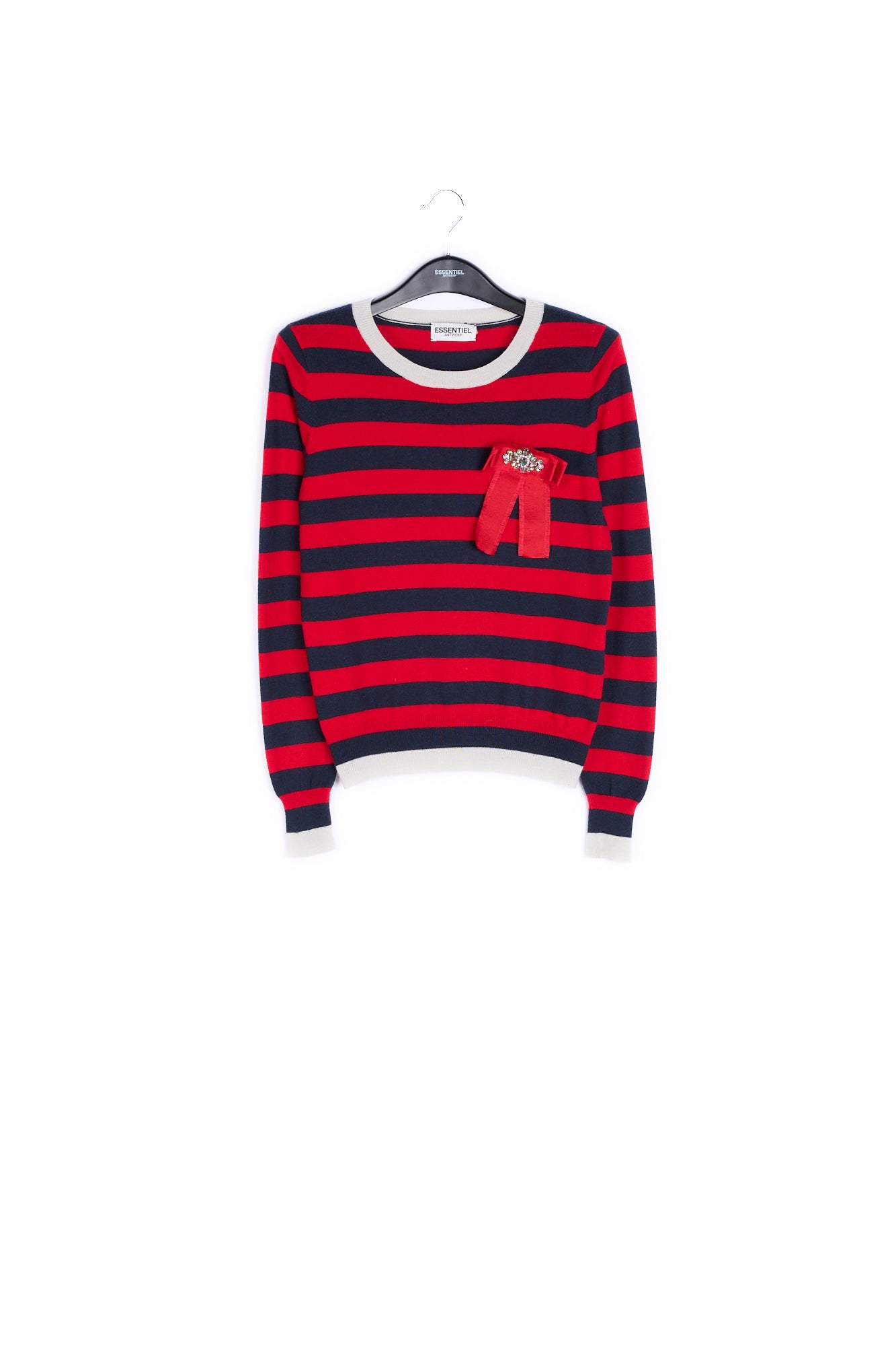 Black and red striped bow sweater RE—SSENTIEL | Essentiel second hand
