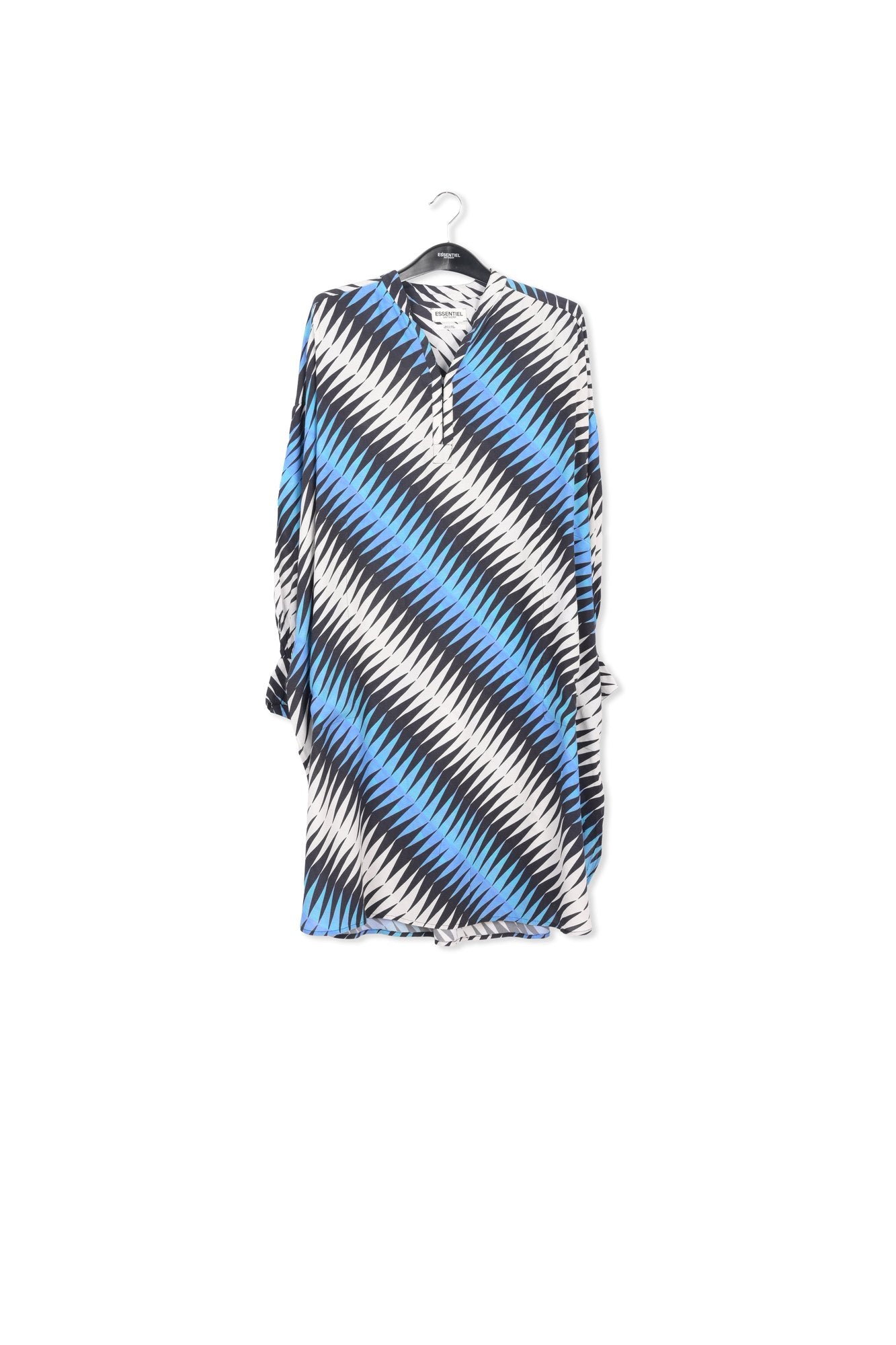 Robe à  imprimé graphique bleu, noir et blanc RE—SSENTIEL | Essentiel second hand