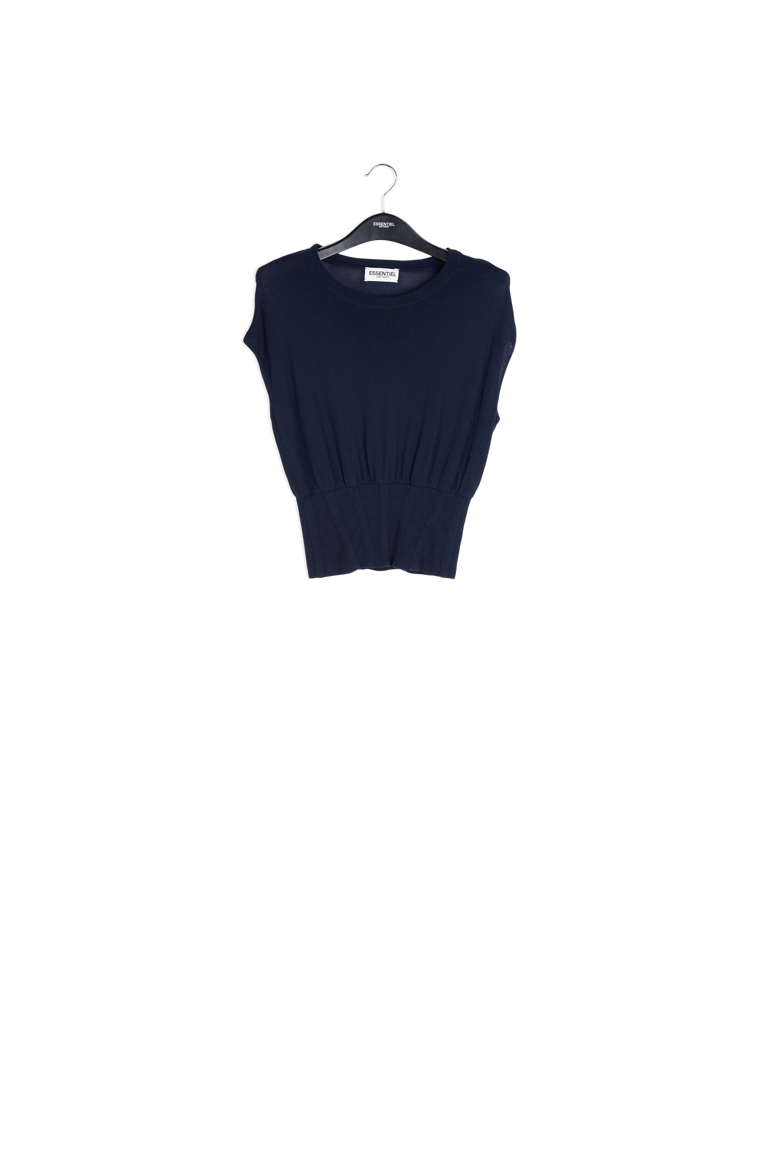 Dark blue sleeveless knitted top with fitted waist RE—SSENTIEL | Essentiel second hand