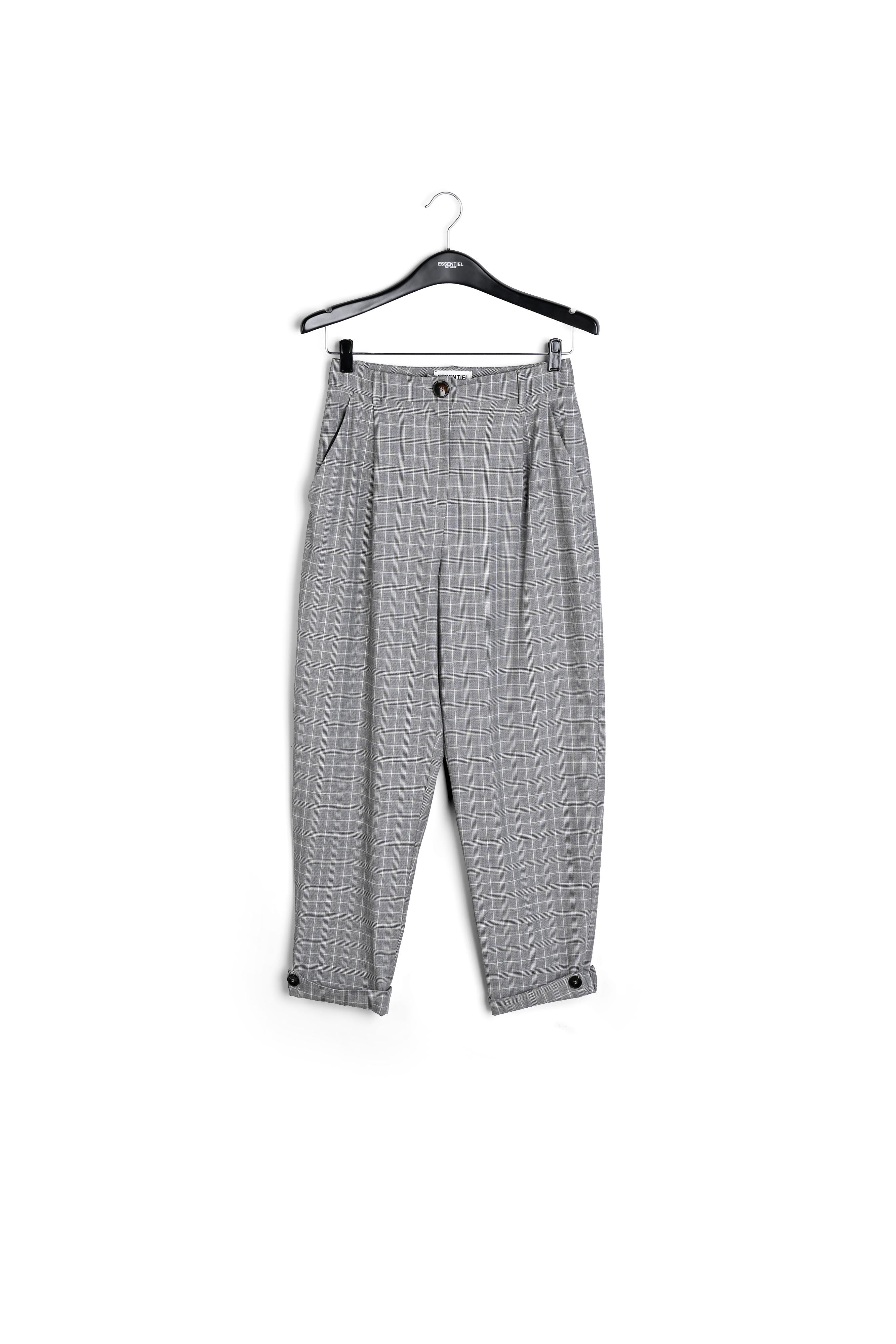 Pantalon à carreaux gris jambes fuselées RE—SSENTIEL | Essentiel second hand