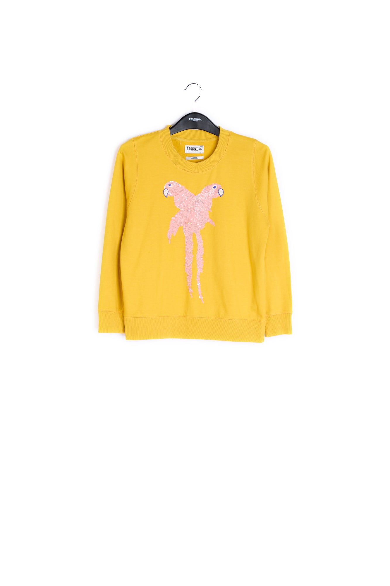 Yellow sweatshirt with pink birds RE—SSENTIEL | Essentiel second hand