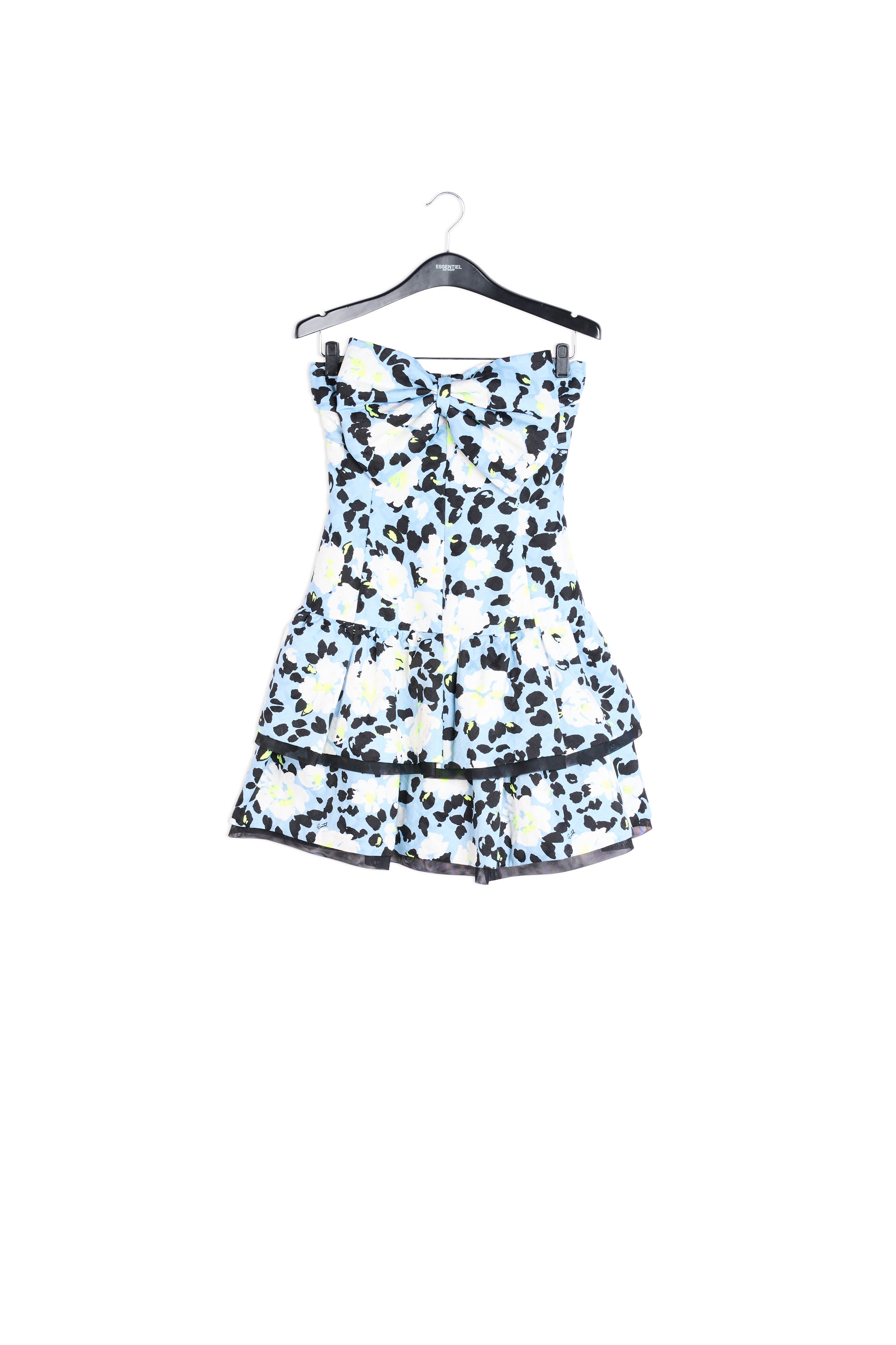 Light blue strapless floral-print mini dress RE—SSENTIEL | Essentiel second hand
