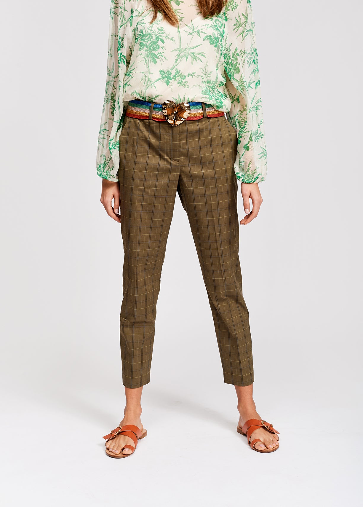 Brown plaid tailored trousers RE—SSENTIEL | Essentiel second hand