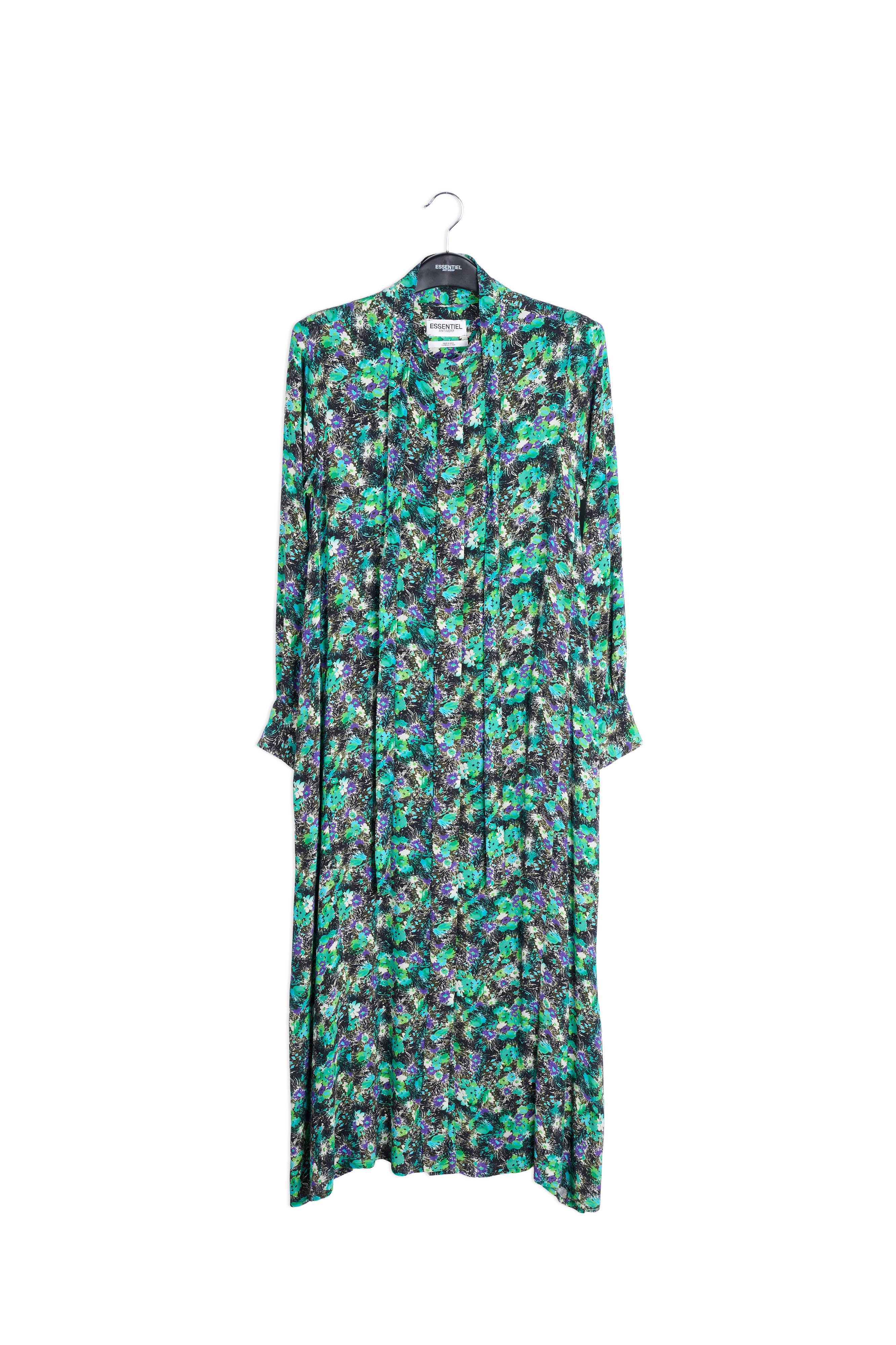 Groene A-lijn hemdjurk met bloemenprint RE—SSENTIEL | Essentiel second hand