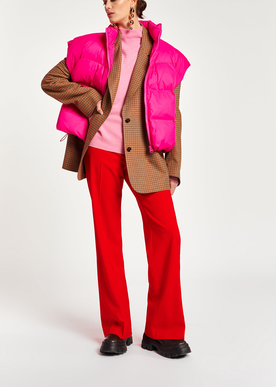 Red wide-leg high waist pants RE—SSENTIEL | Essentiel second hand