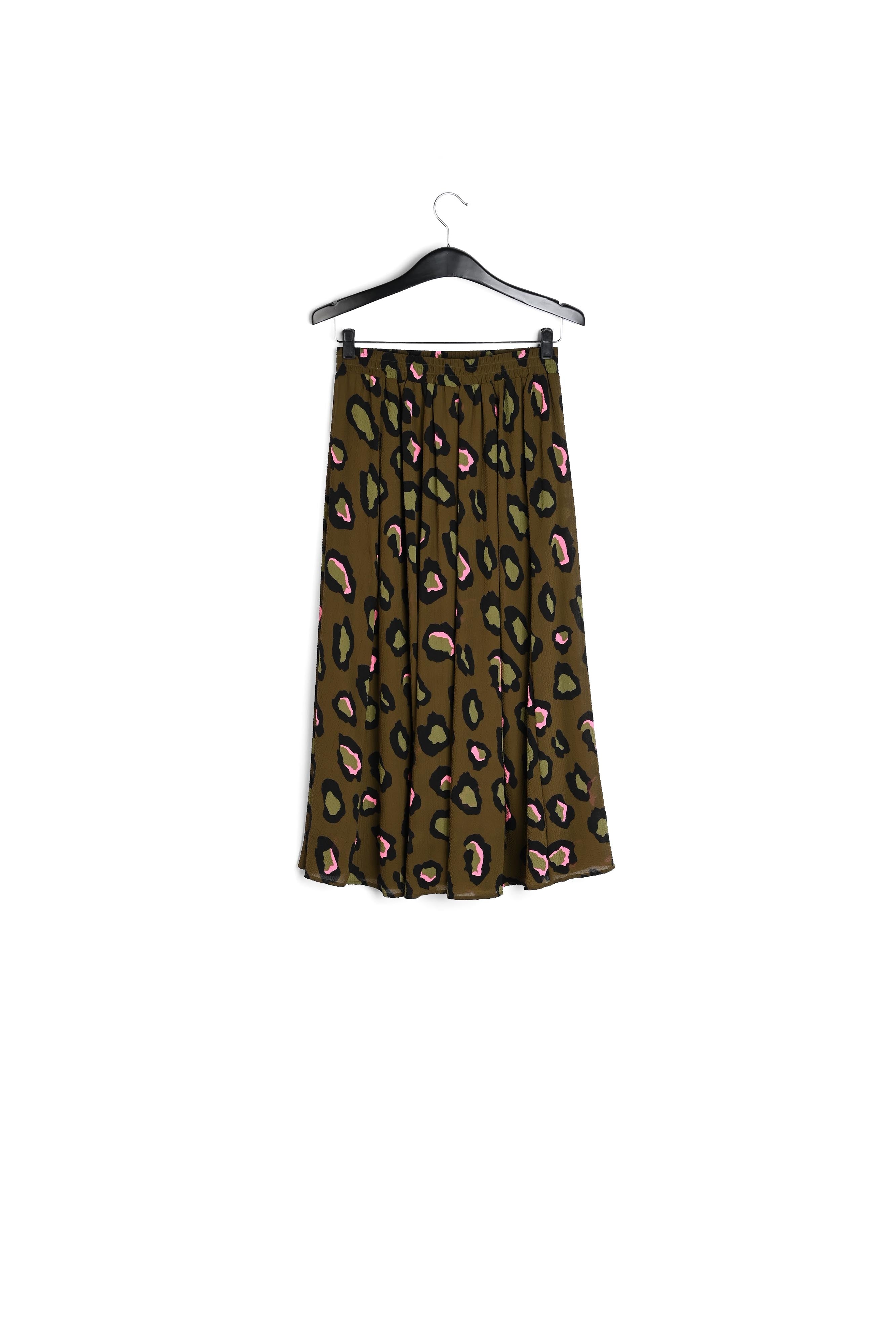 Jupe midi kaki à imprimé léopard RE—SSENTIEL | Essentiel second hand