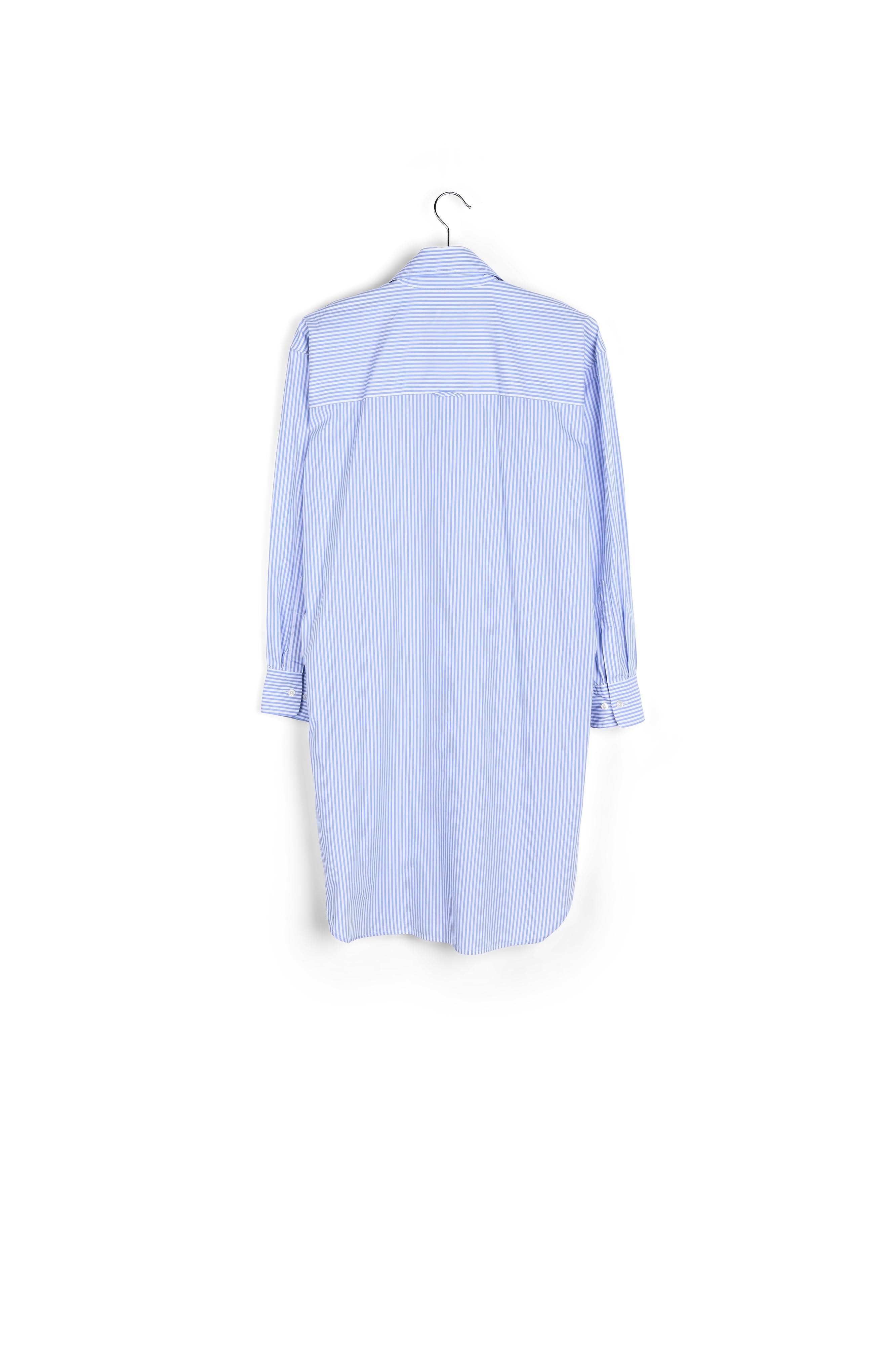 Robe chemise à rayures bleu pâle et blanc cassé RE—SSENTIEL | Essentiel second hand
