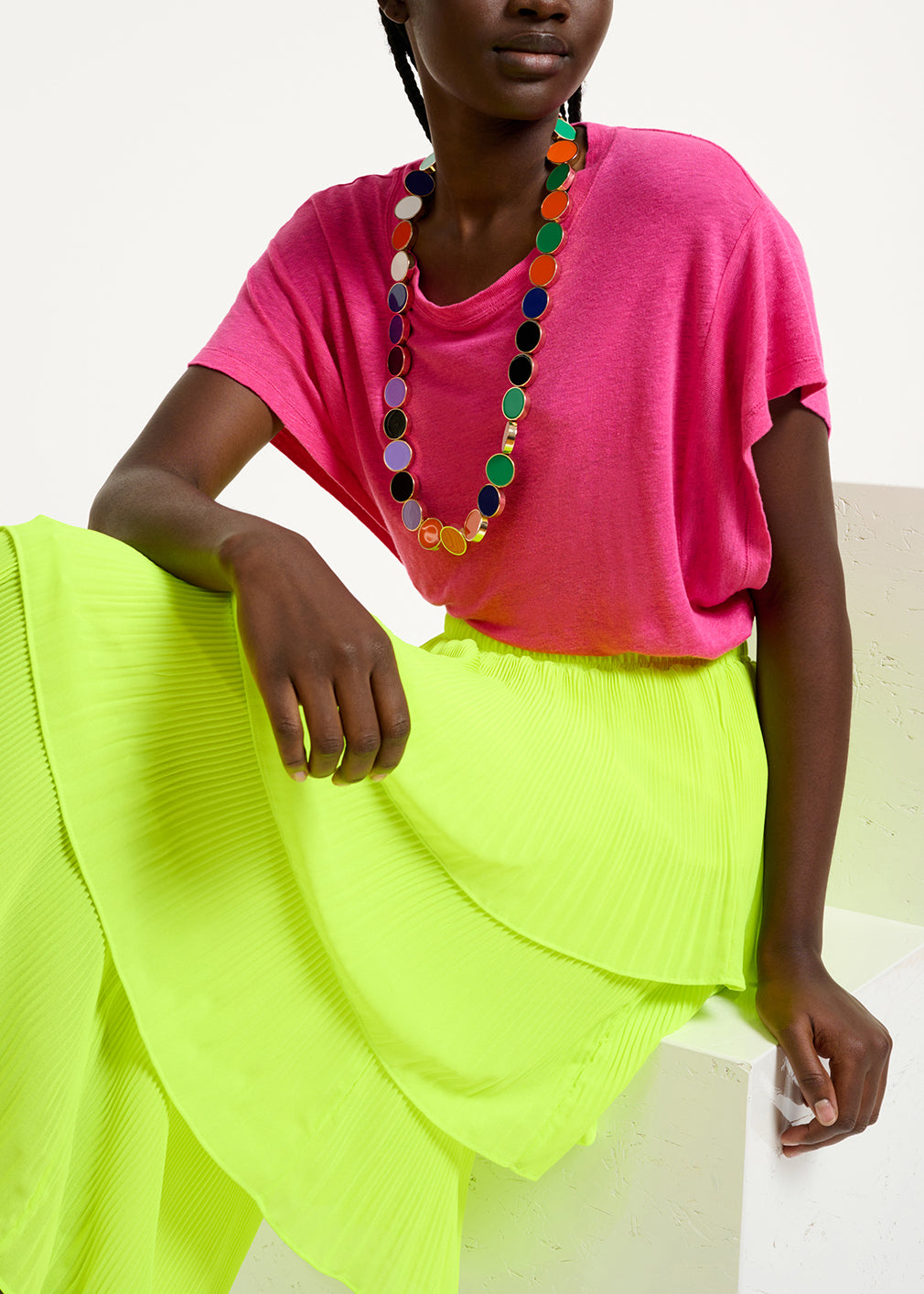 Fuchsia linen T-shirt RE—SSENTIEL | Essentiel second hand