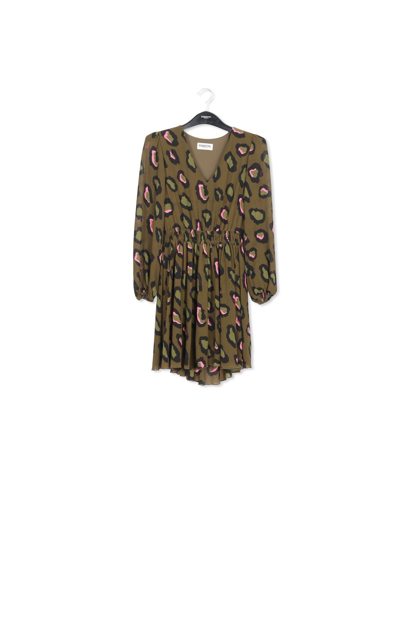 Khaki leopard-print mini dress RE—SSENTIEL | Essentiel second hand