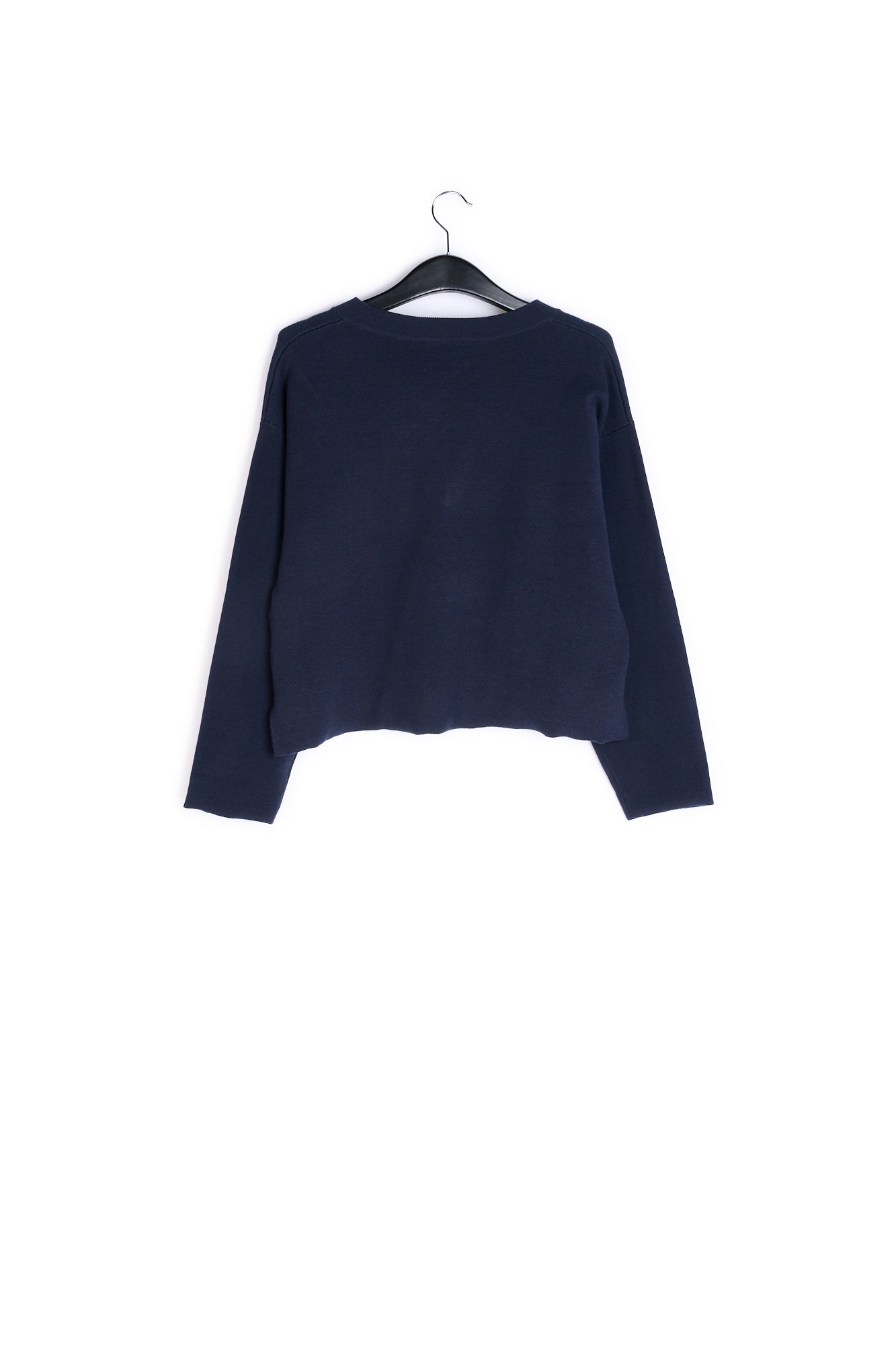 Dark blue v-neck sweater with yellow contrast RE—SSENTIEL | Essentiel second hand