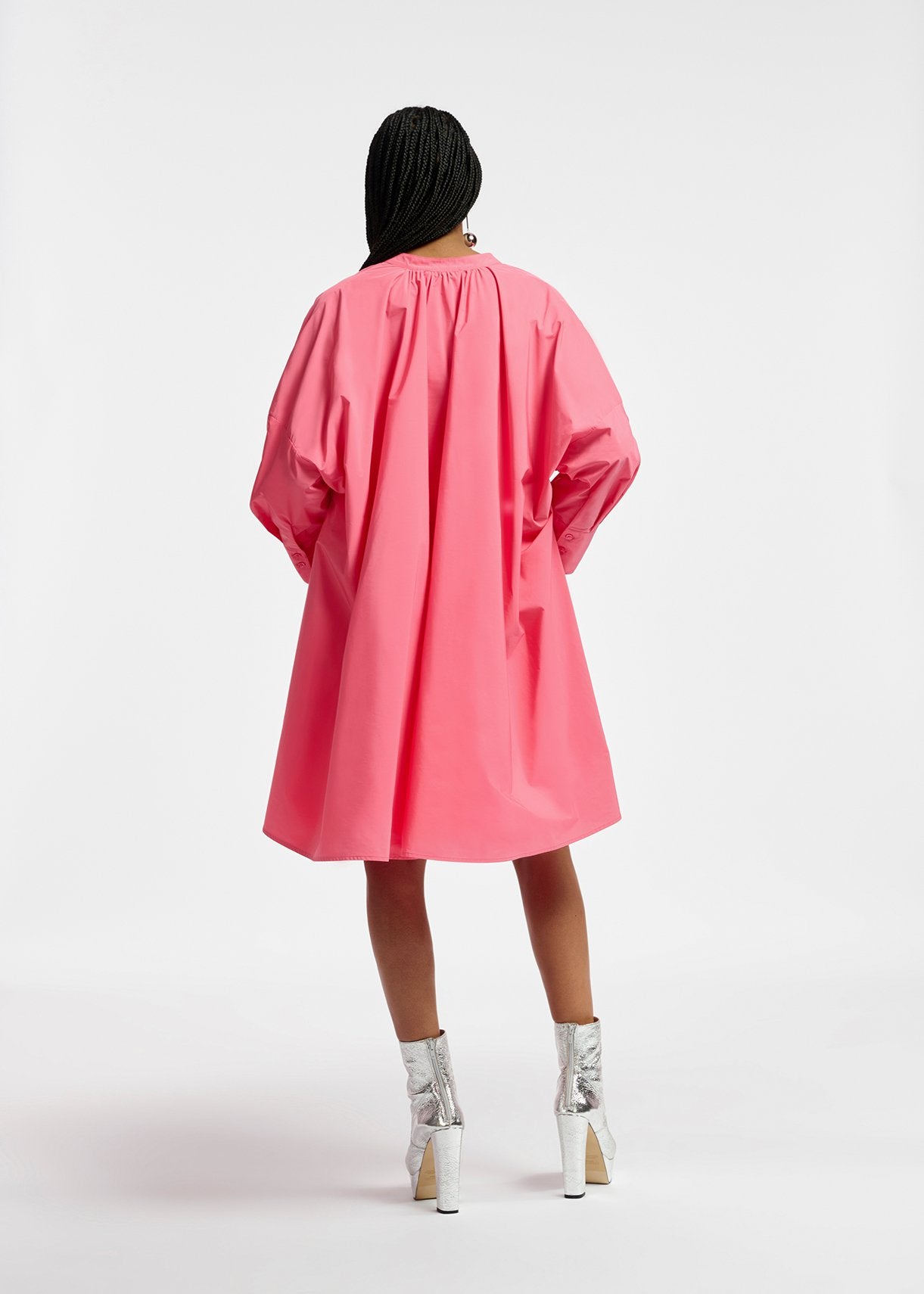 Pink knee-length oversized shirt dress RE—SSENTIEL | Essentiel second hand