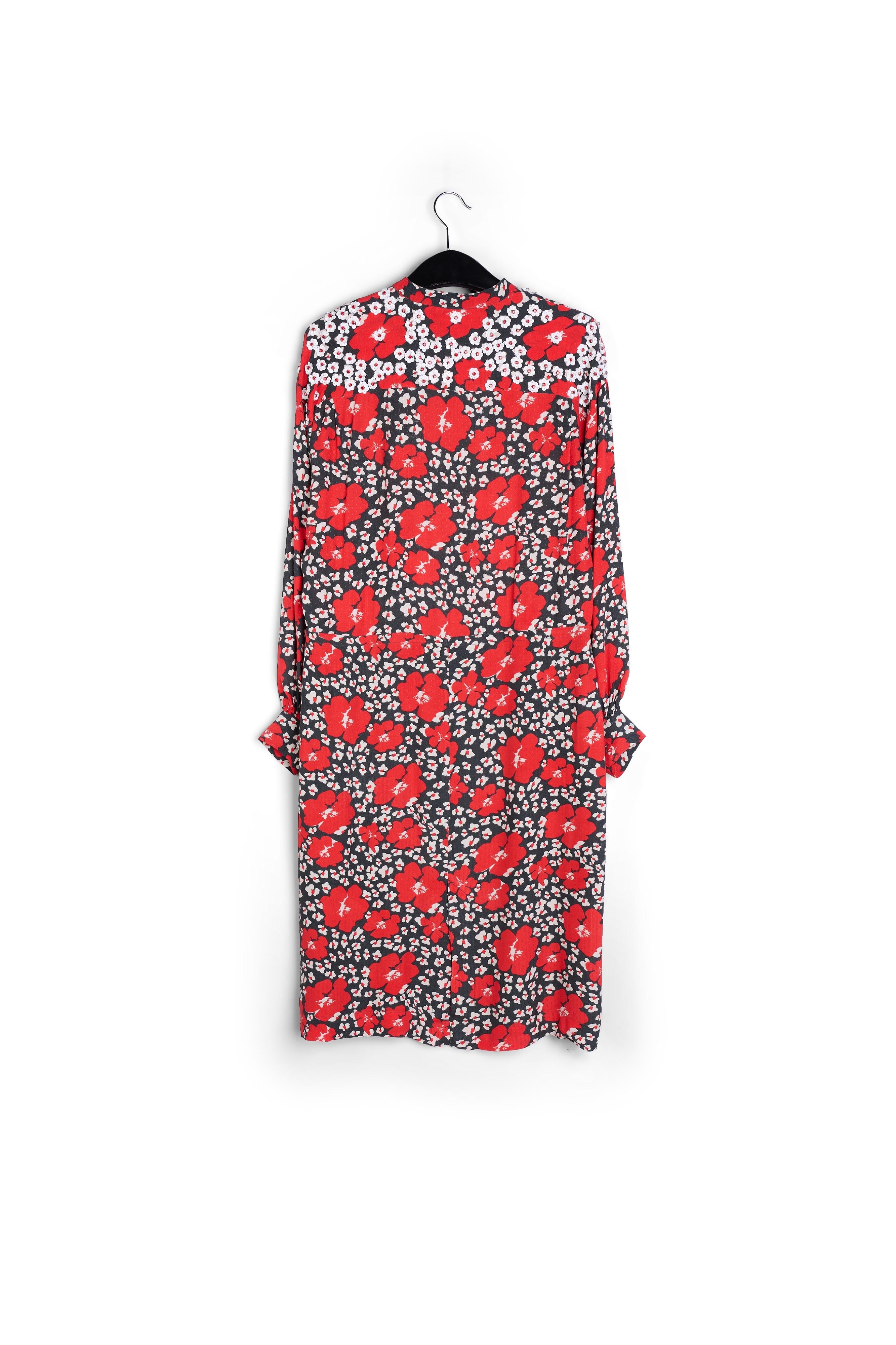 Robe midi à imprimé fleuri bleu, rouge et blanc RE—SSENTIEL | Essentiel second hand