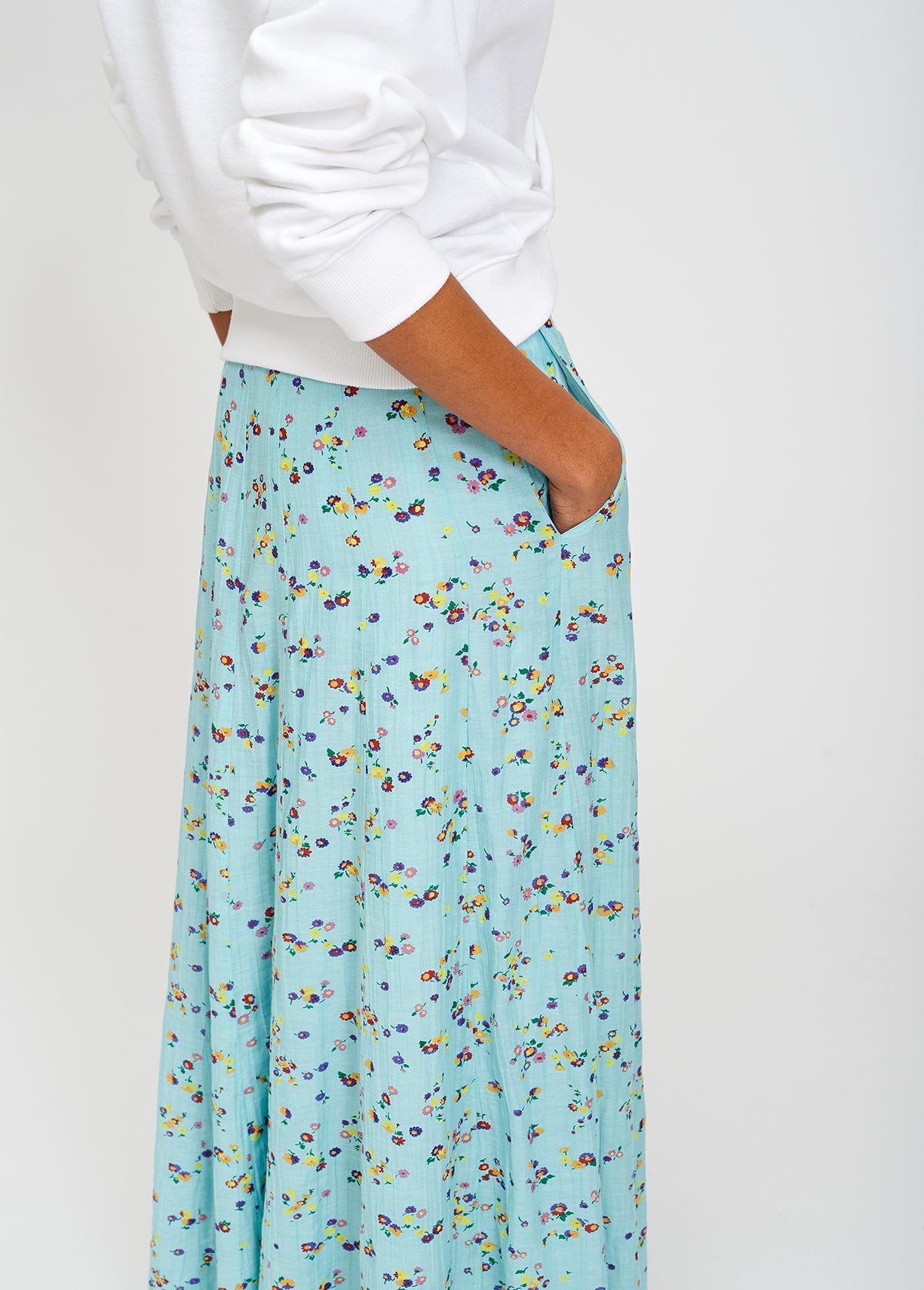 Light blue floral midi skirt RE—SSENTIEL | Essentiel second hand