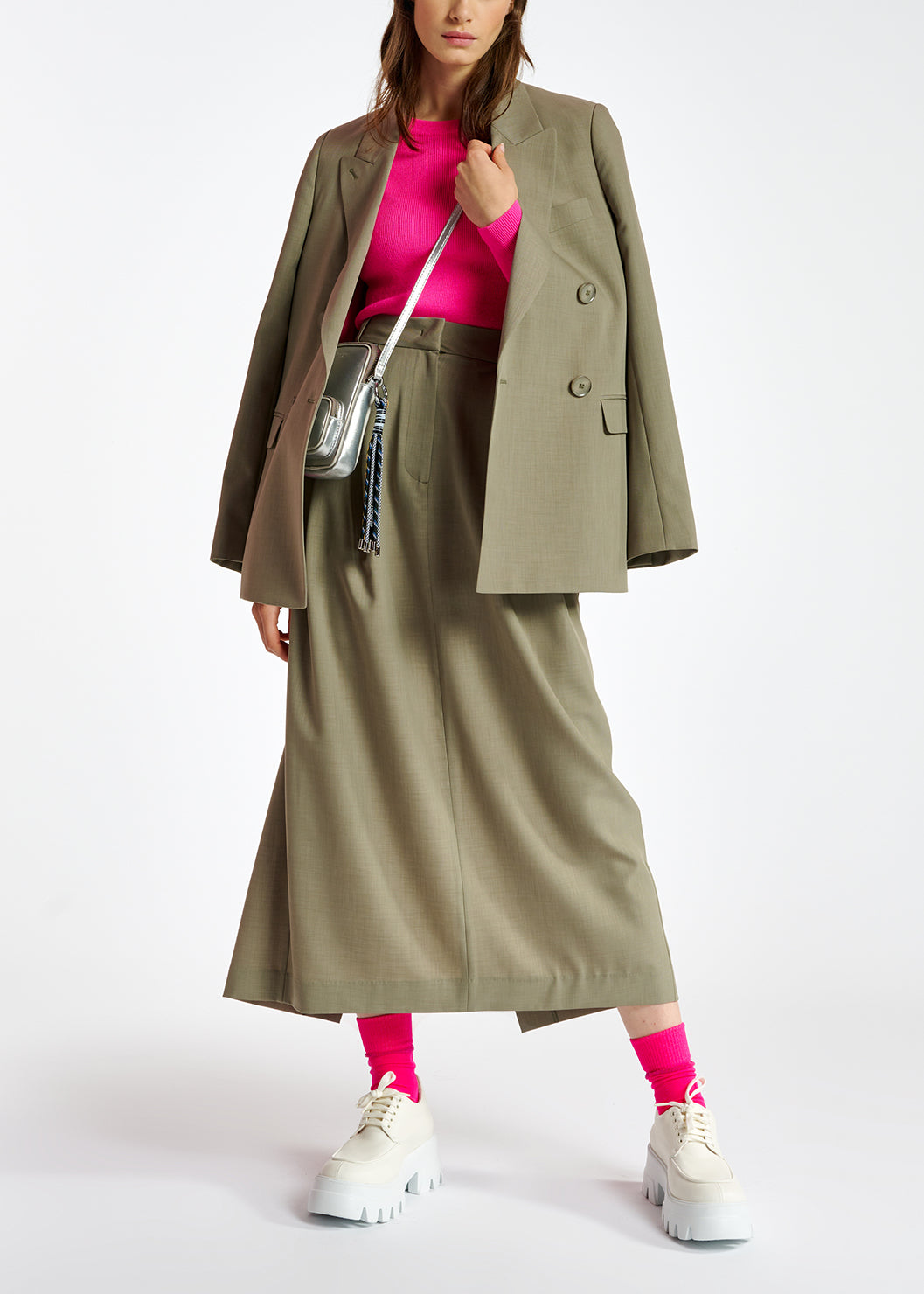 Khaki ankle-length skirt RE—SSENTIEL | Essentiel second hand