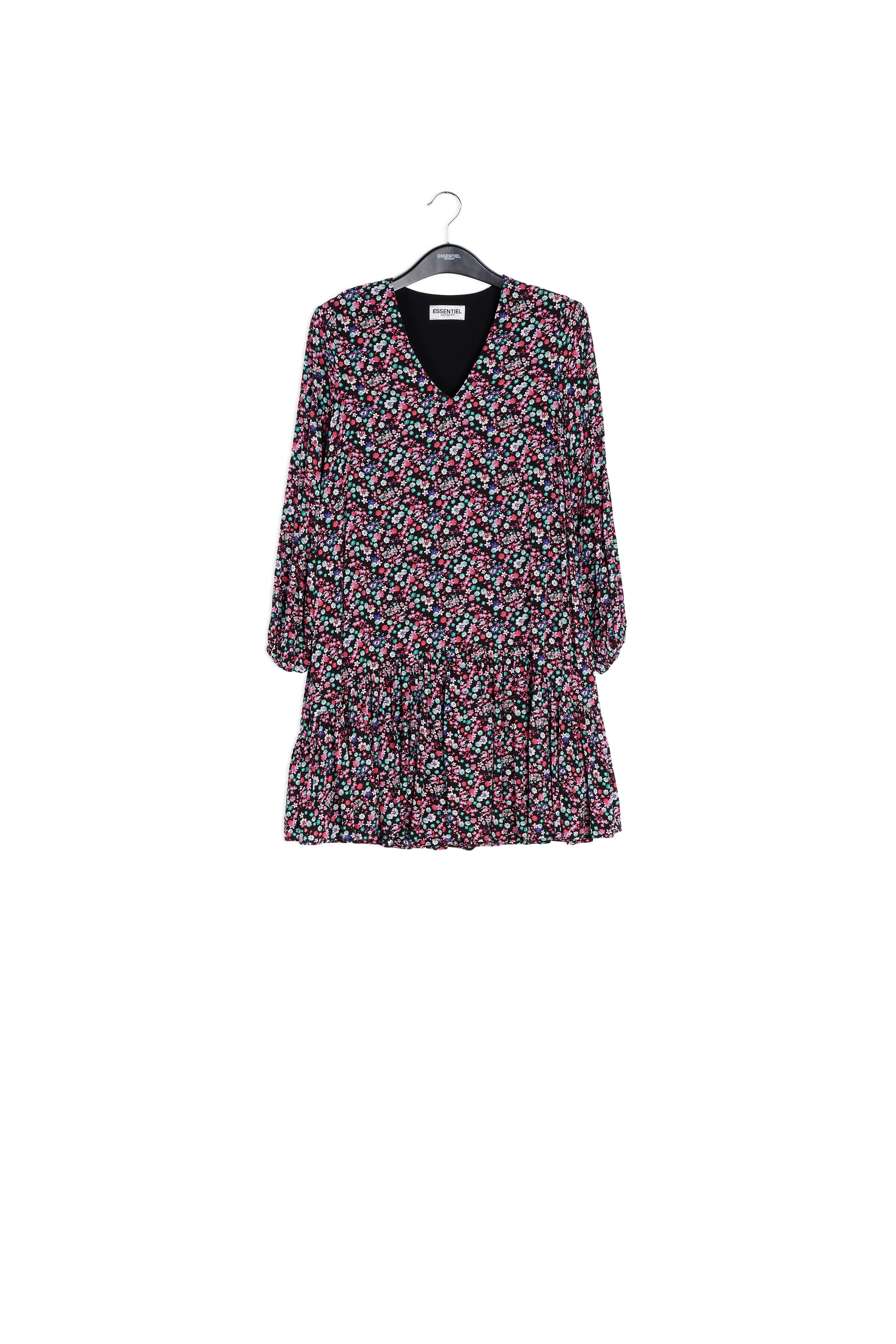Mini robe noire à imprimé floral RE—SSENTIEL | Essentiel second hand