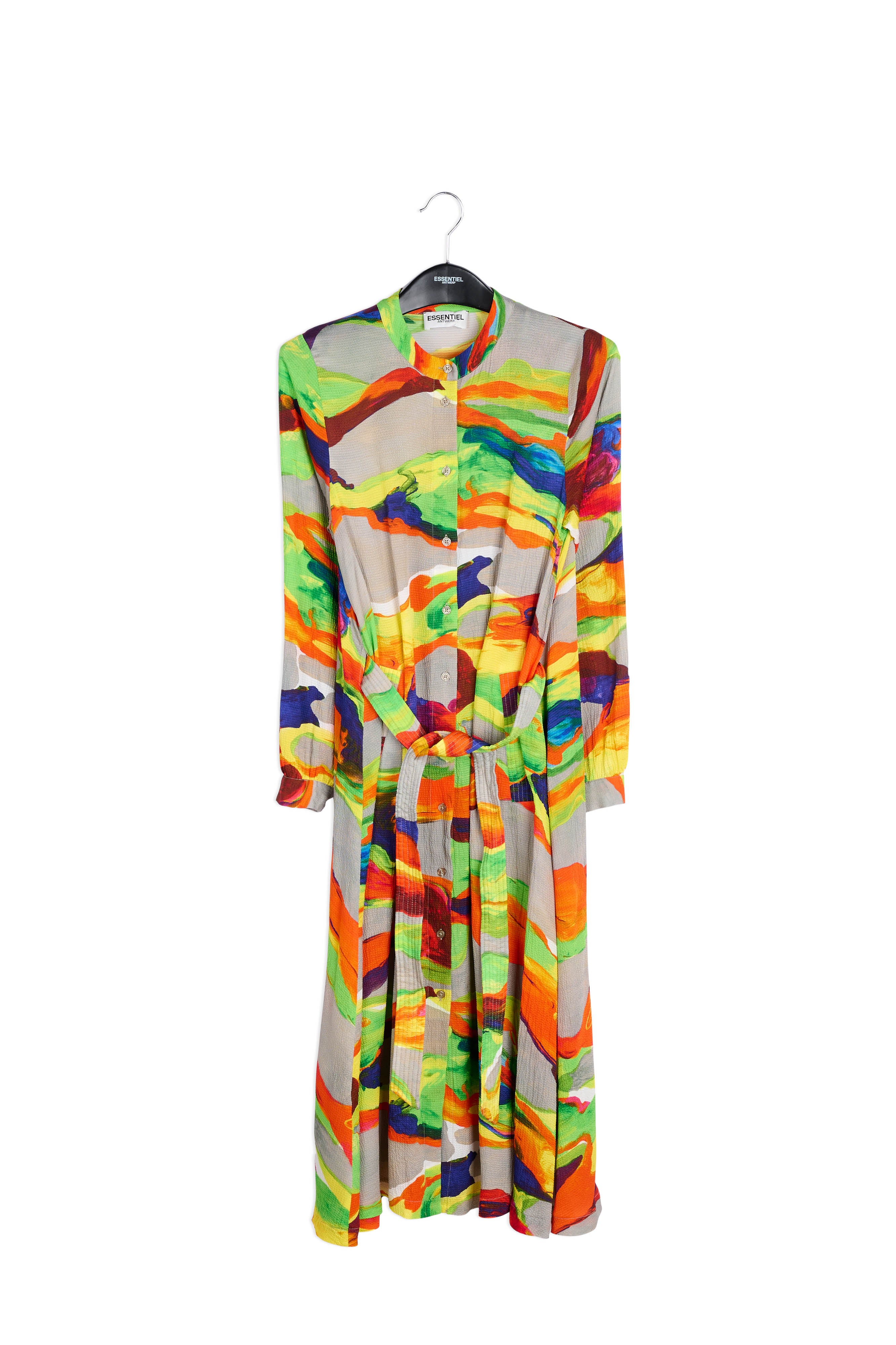 Multicolor midi-length shirt dress with paint stroke print RE—SSENTIEL | Essentiel second hand