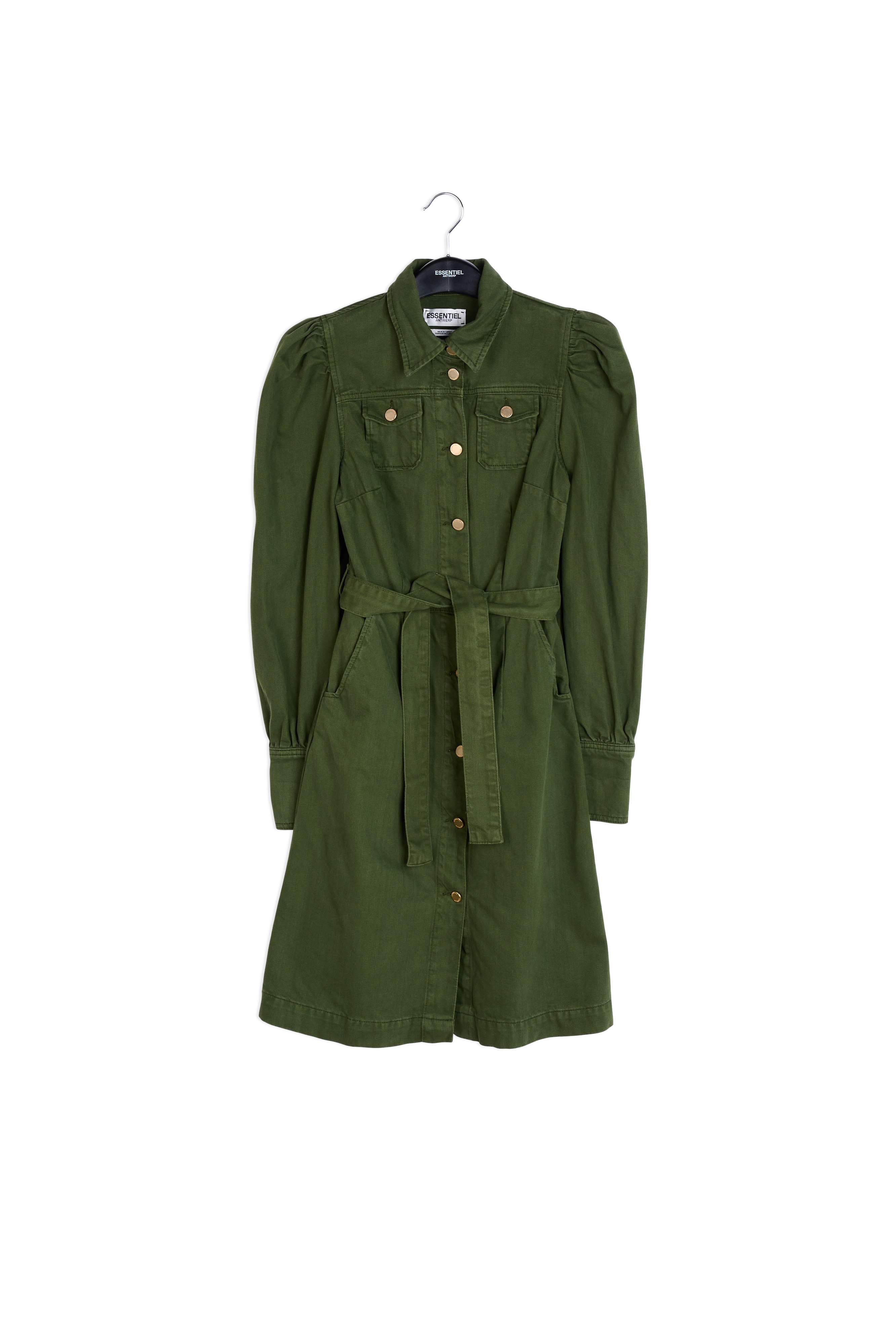 Pine green denim shirt dress RE—SSENTIEL | Essentiel second hand