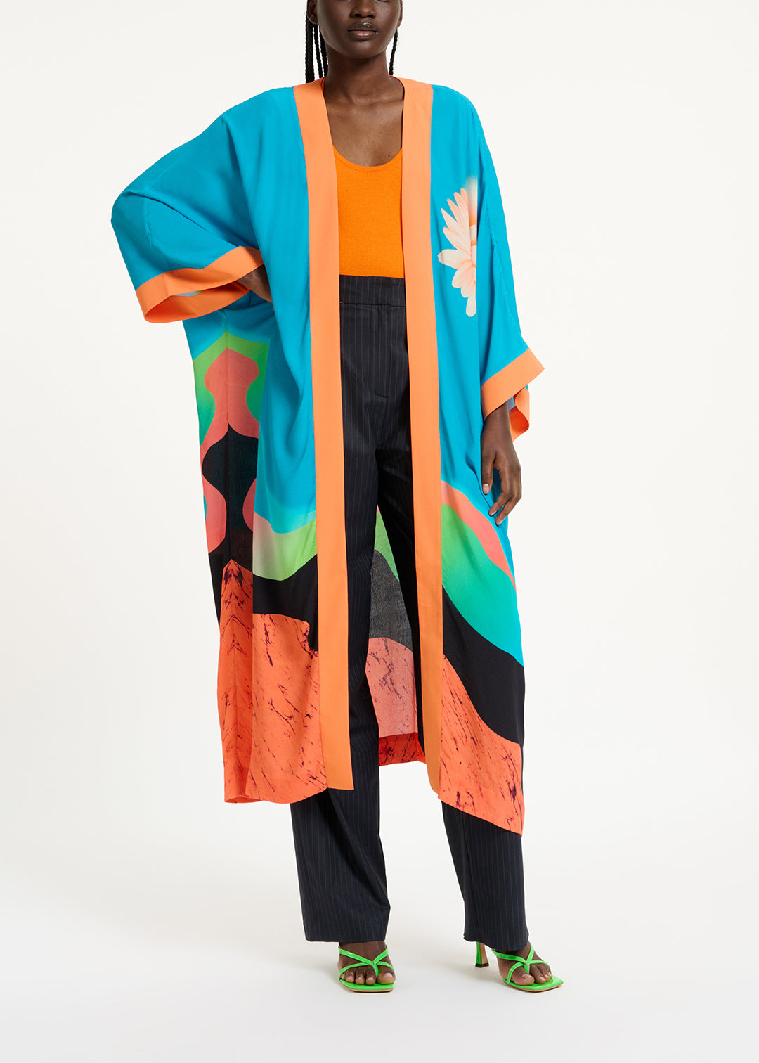 Blue kimono with graphic print RE—SSENTIEL | Essentiel second hand