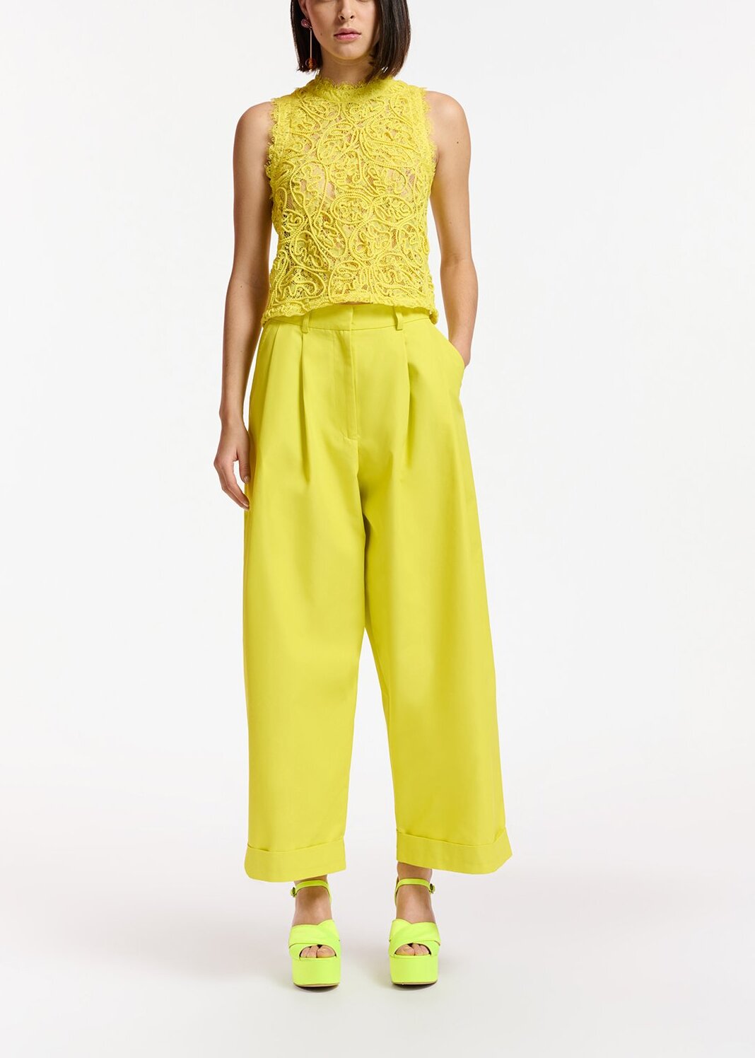 Yellow embroidered lace top RE—SSENTIEL | Essentiel second hand