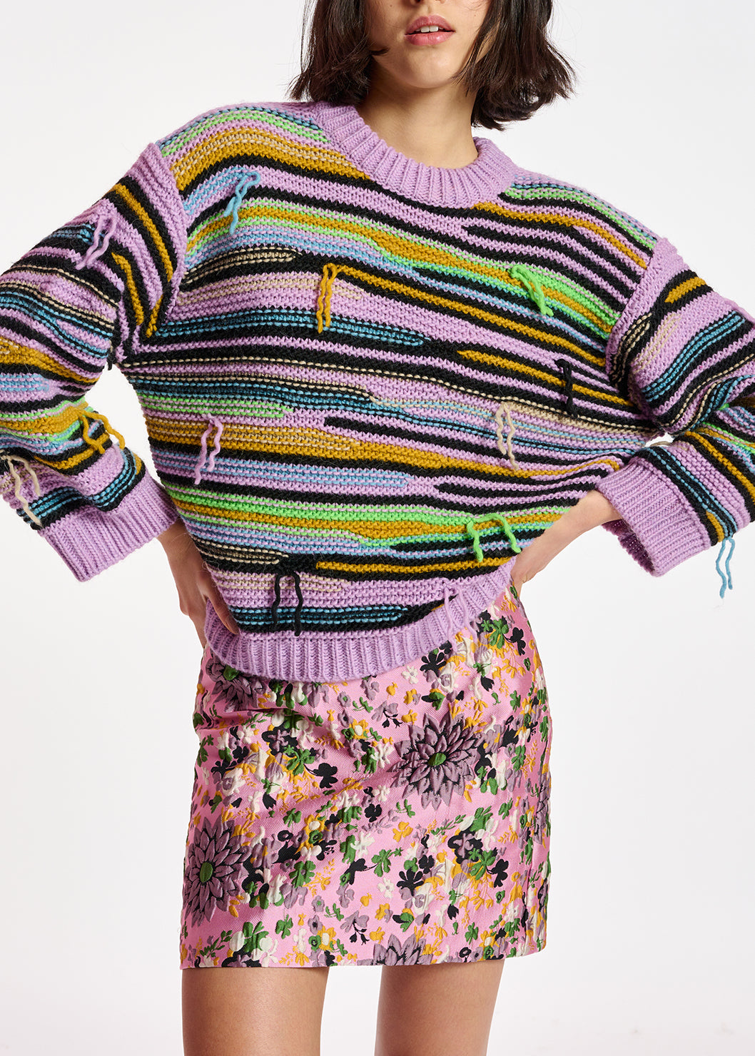 Pull lilas à rayures effet à l'envers RE—SSENTIEL | Essentiel second hand