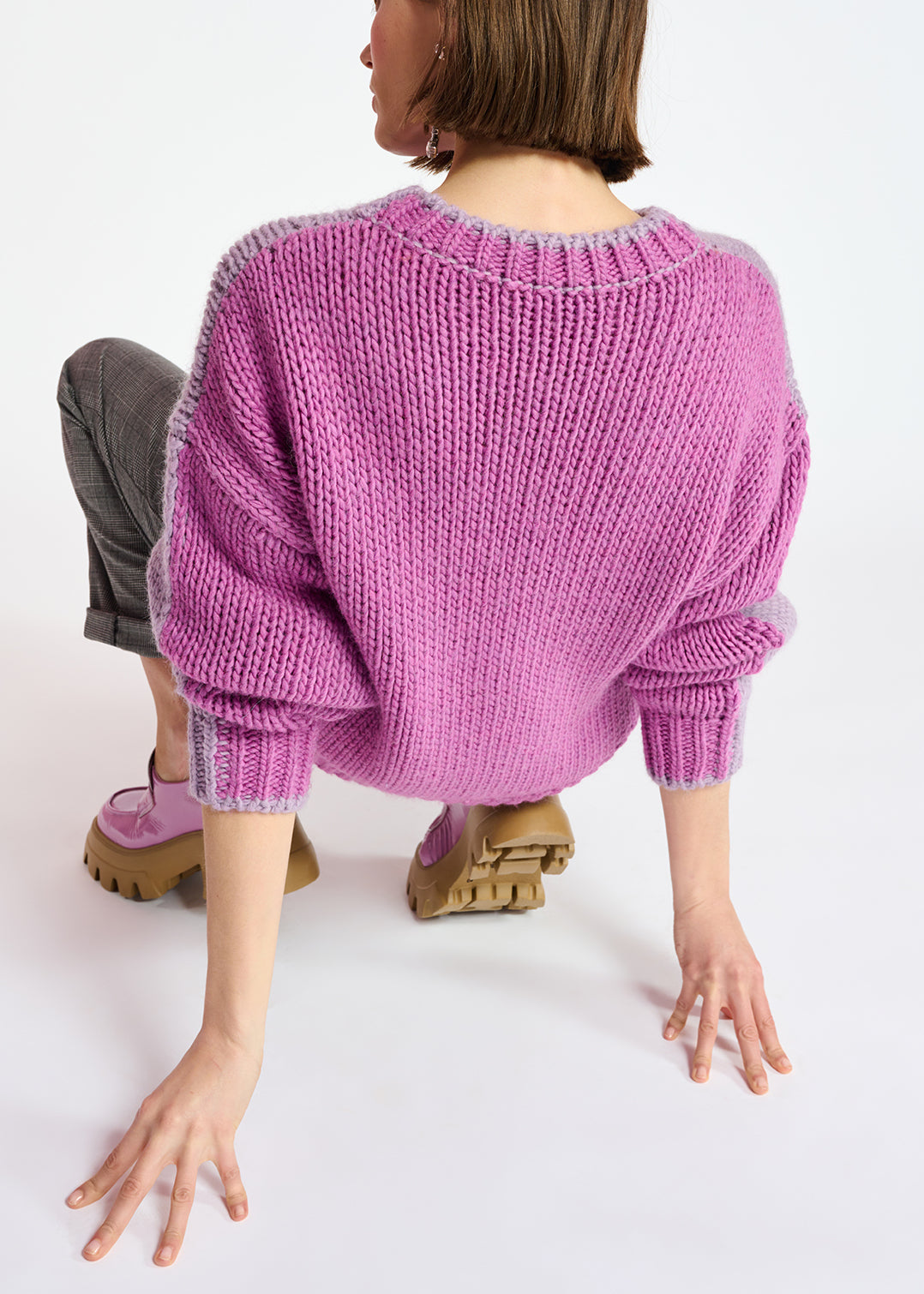 Blue and dark blue chunky knit sweater RE—SSENTIEL | Essentiel second hand