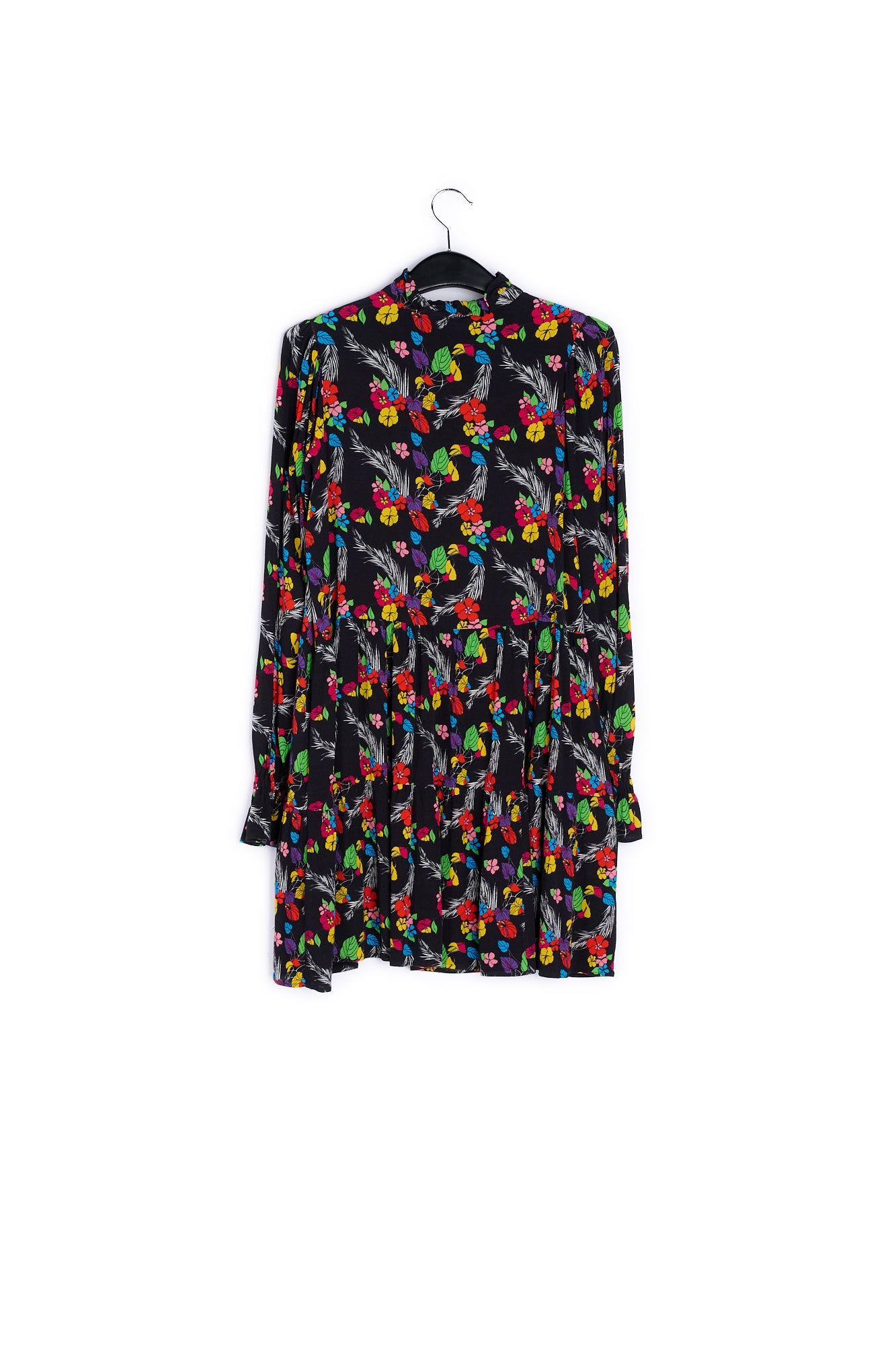 Black tropical print mini dress RE—SSENTIEL | Essentiel second hand