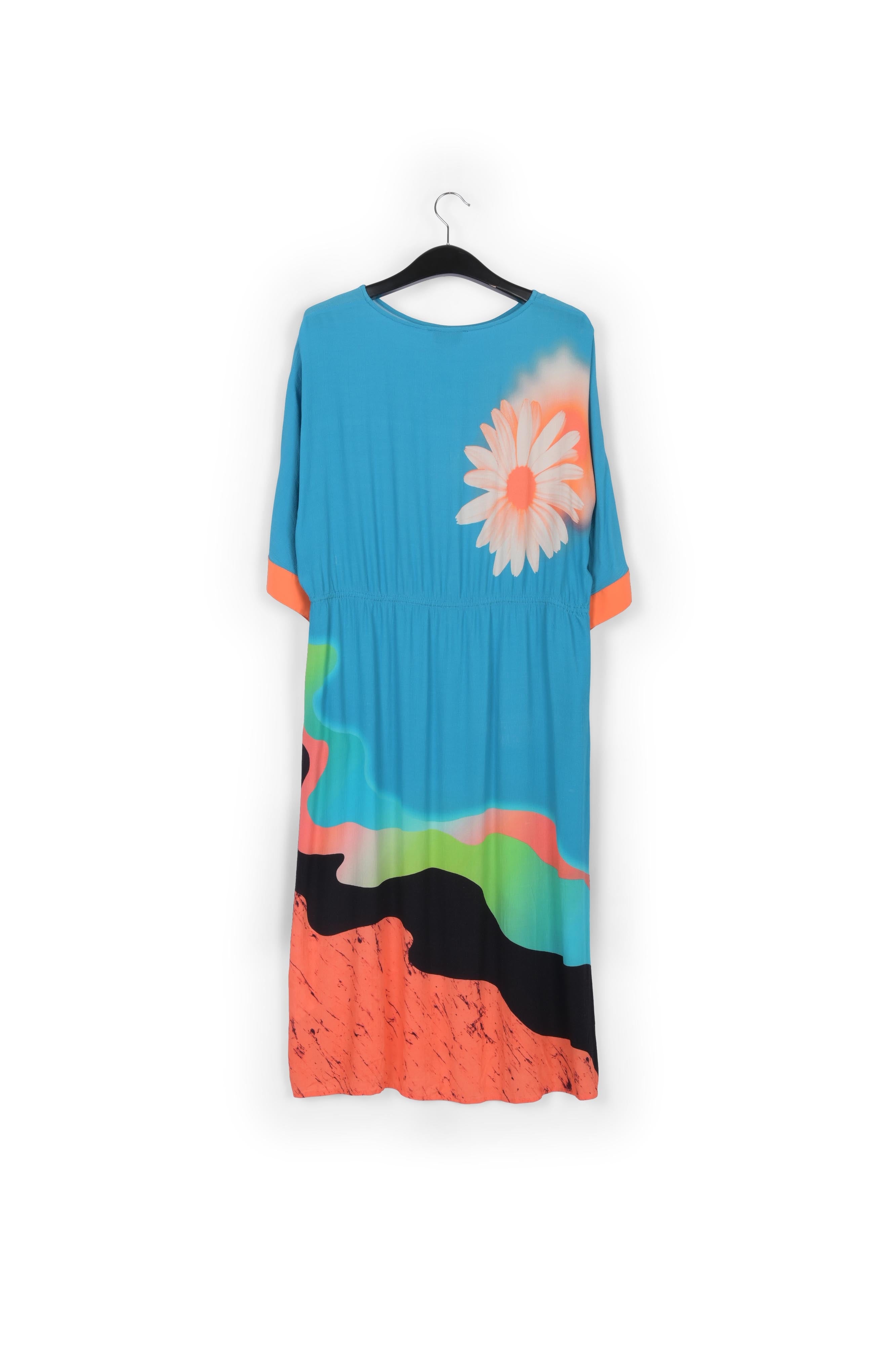 Bleu midi-length dress with multicolor print RE—SSENTIEL | Essentiel second hand