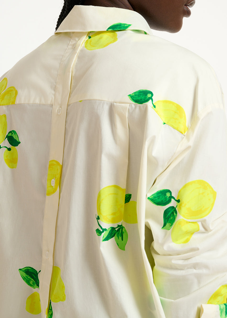 White cotton shirt with lemon print RE—SSENTIEL | Essentiel second hand