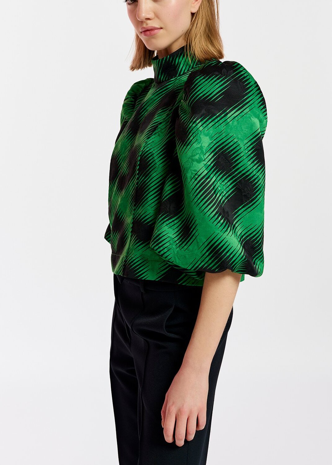 Top en jacquard vert à imprimé léopard RE—SSENTIEL | Essentiel second hand