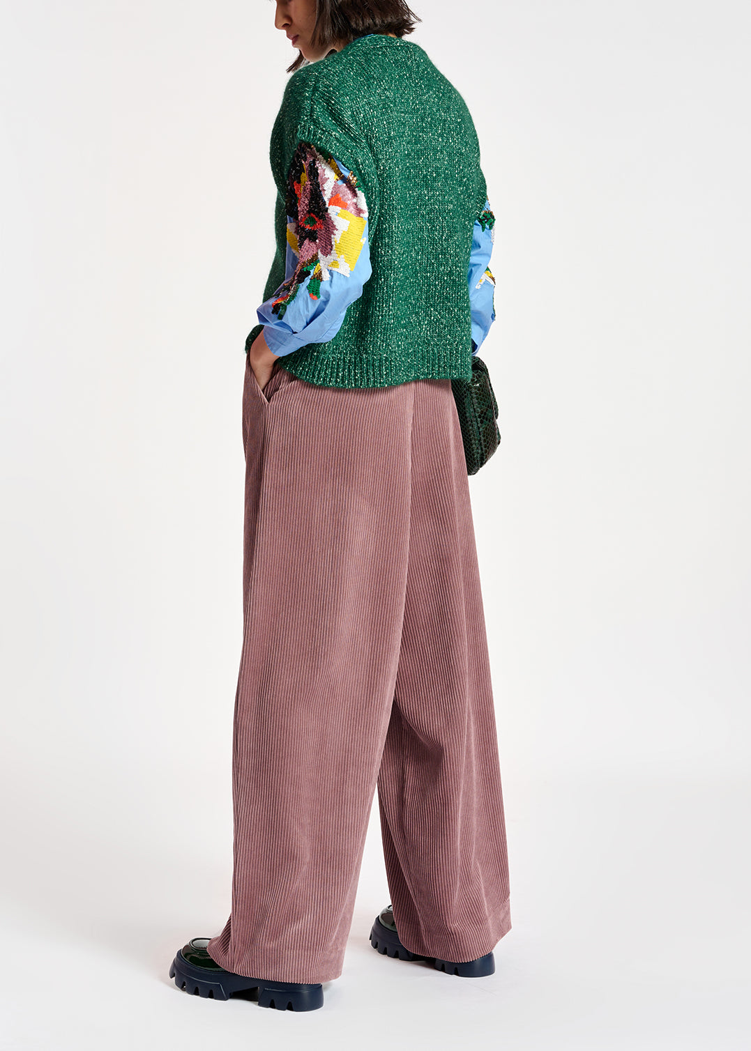 Pull sans manches vert mêlé avec col amovible RE—SSENTIEL | Essentiel second hand