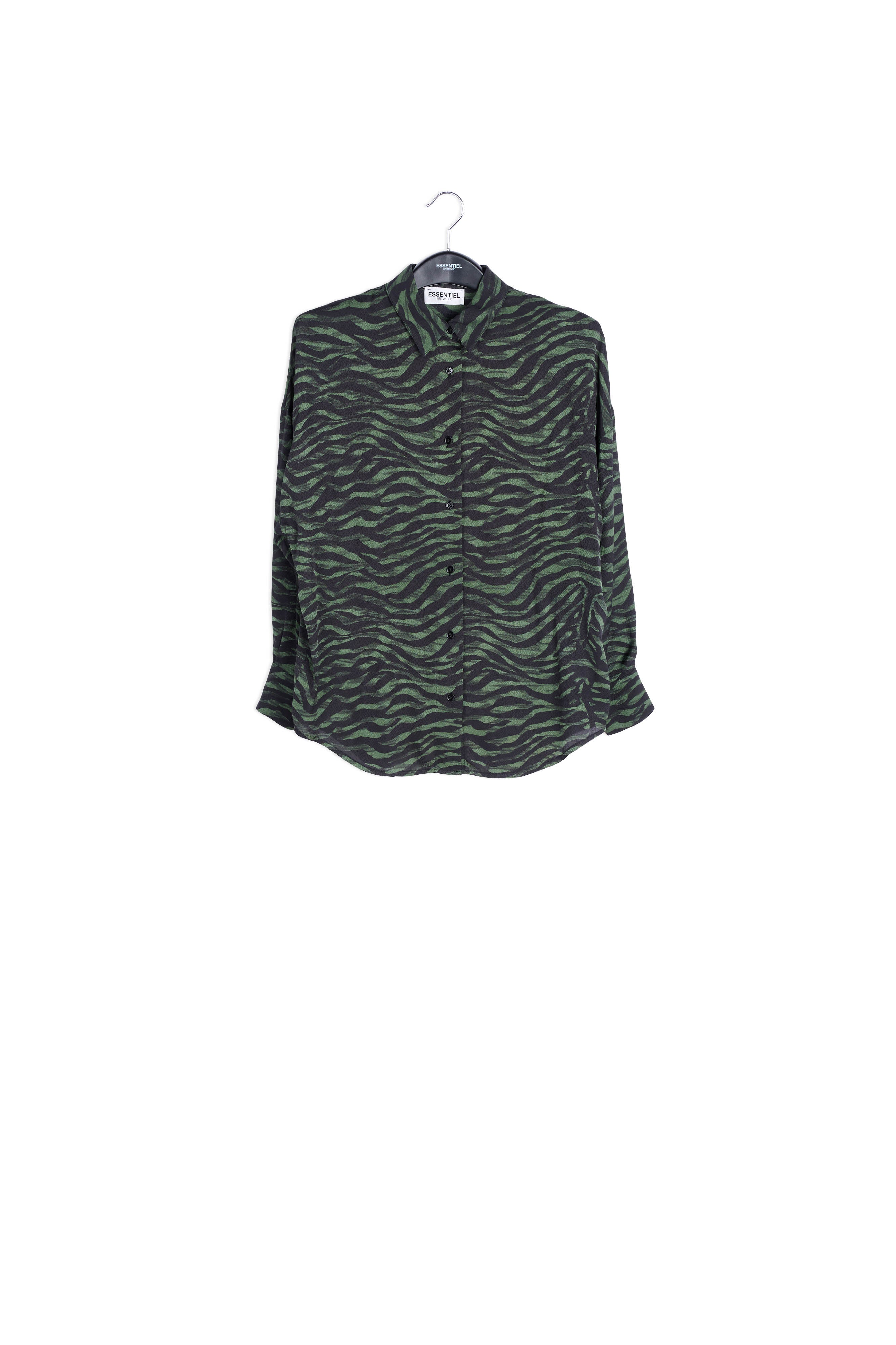 Green and black zebra print oversized shirt RE—SSENTIEL | Essentiel second hand