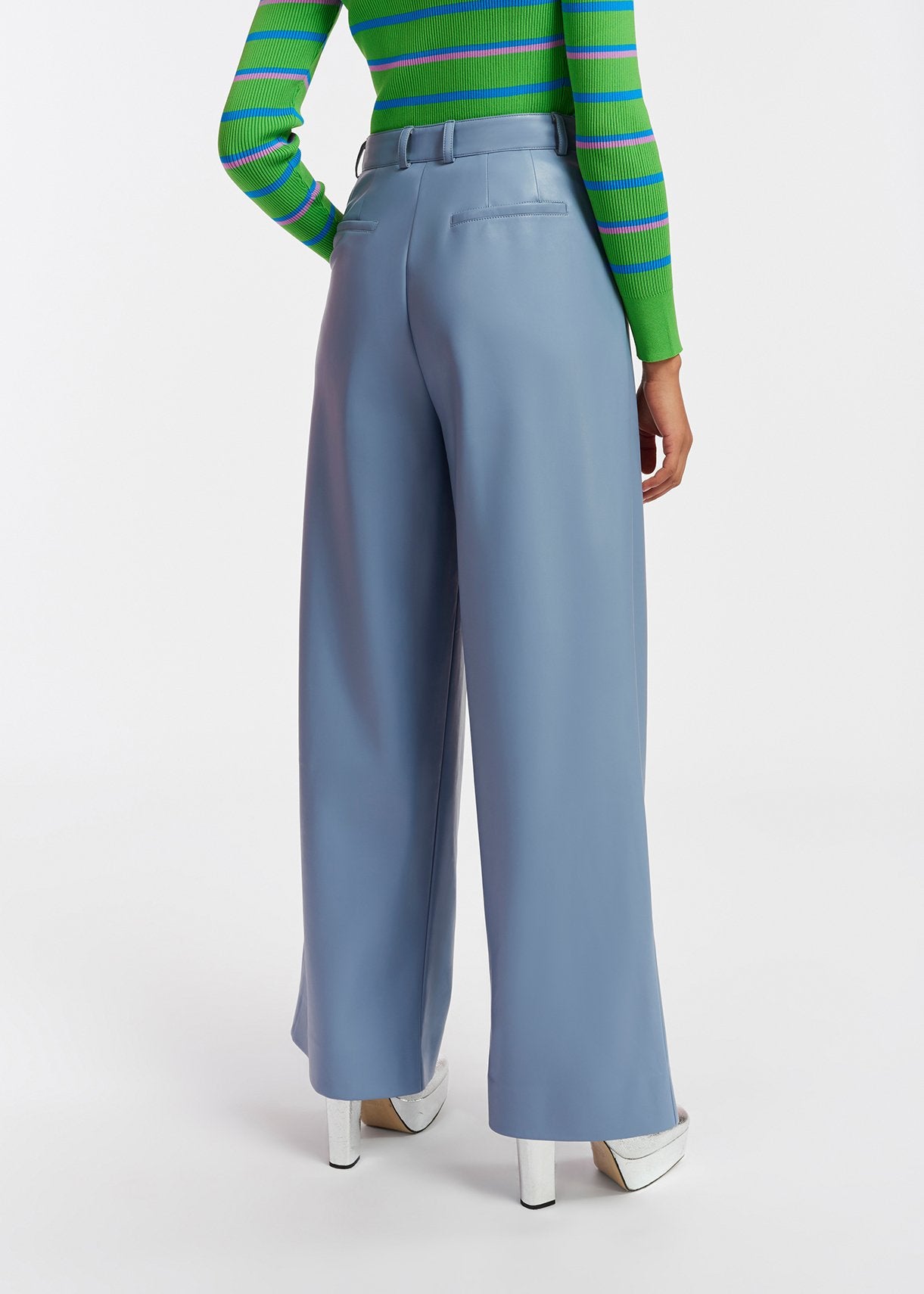 Powder blue faux leather pants RE—SSENTIEL | Essentiel second hand