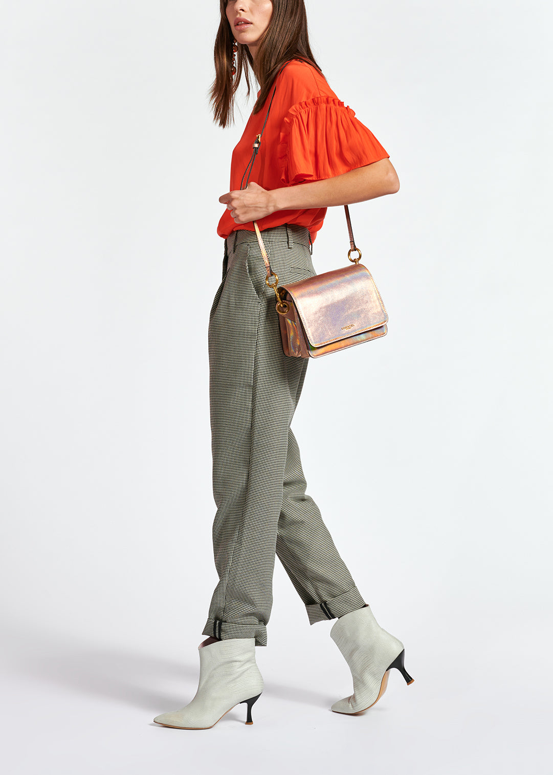 Top orange à manches courtes avec ruches RE—SSENTIEL | Essentiel second hand