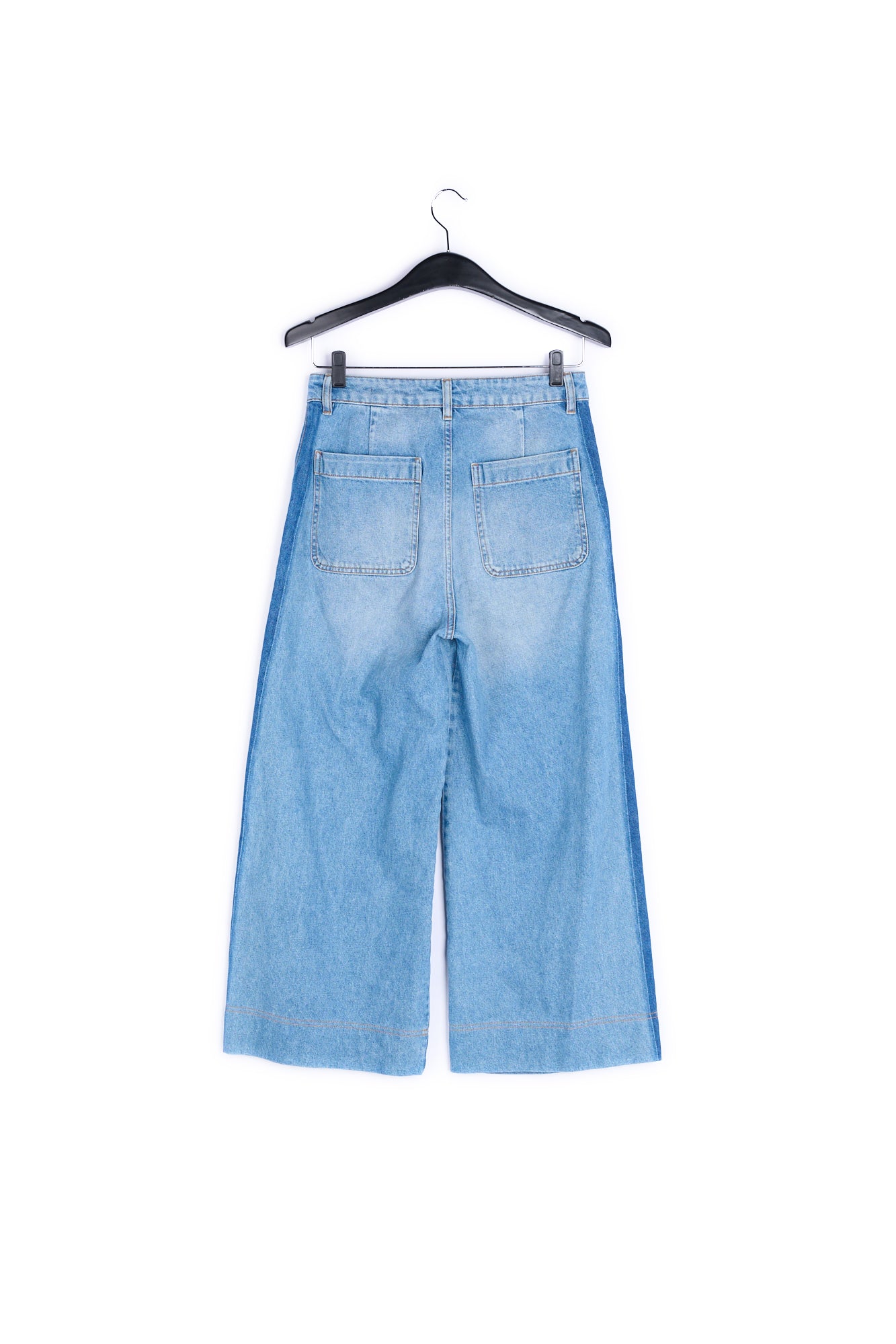 Stone washed blue wide jeans with side stripe RE—SSENTIEL | Essentiel second hand