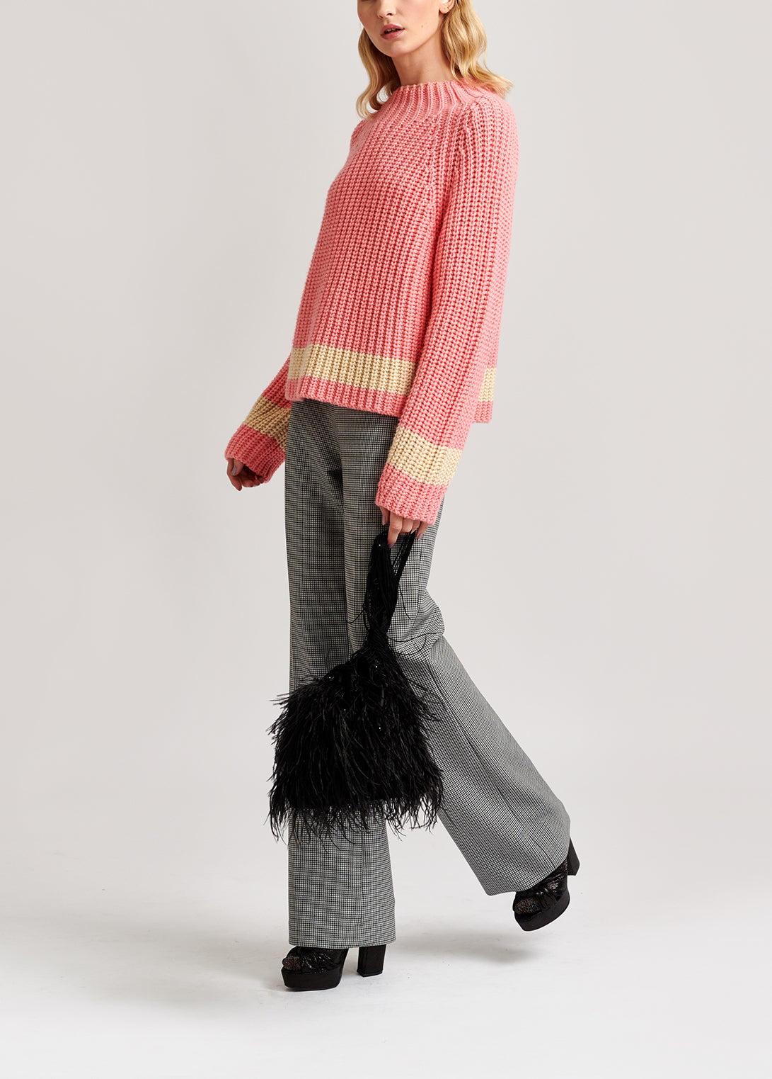 Pink ribbed wool-blend sweater RE—SSENTIEL | Essentiel second hand