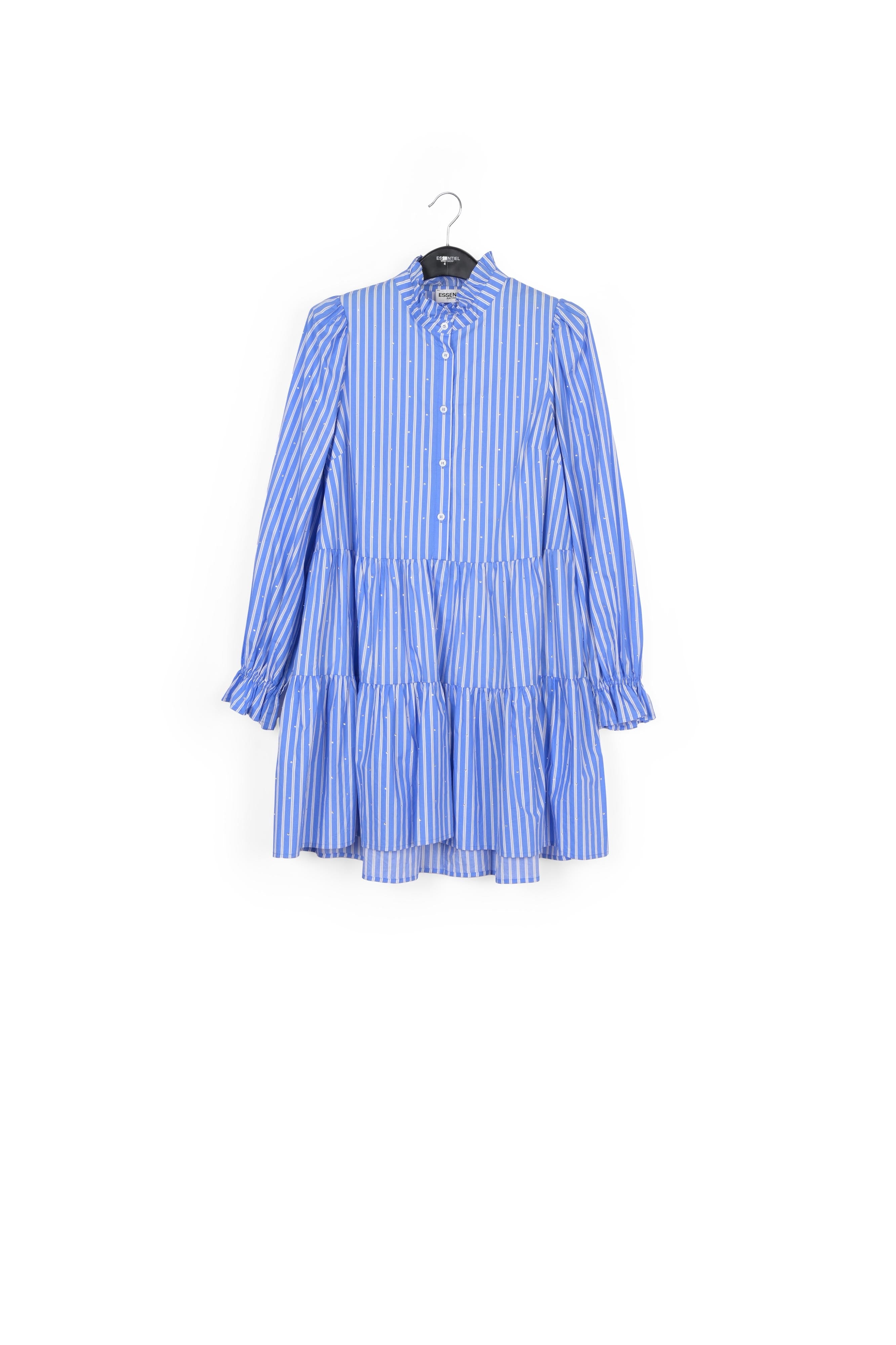 Light blue striped cotton-poplin mini dress RE—SSENTIEL | Essentiel second hand