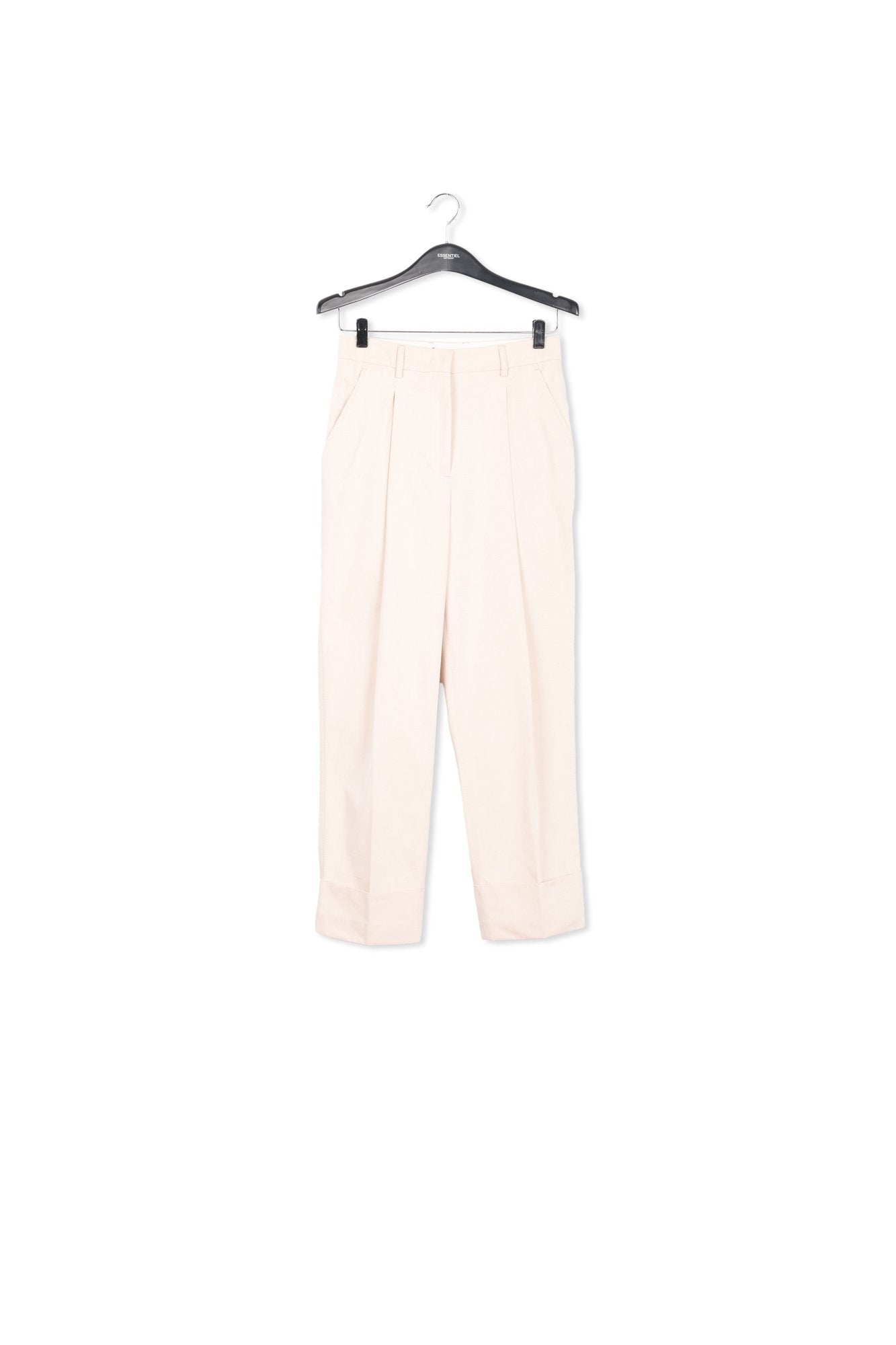 Beige cotton-blend straight-leg pants RE—SSENTIEL | Essentiel second hand