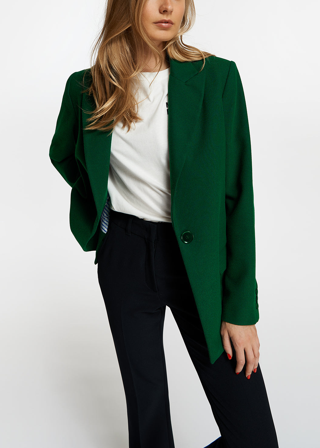 Dark green single-breasted blazer RE—SSENTIEL | Essentiel second hand