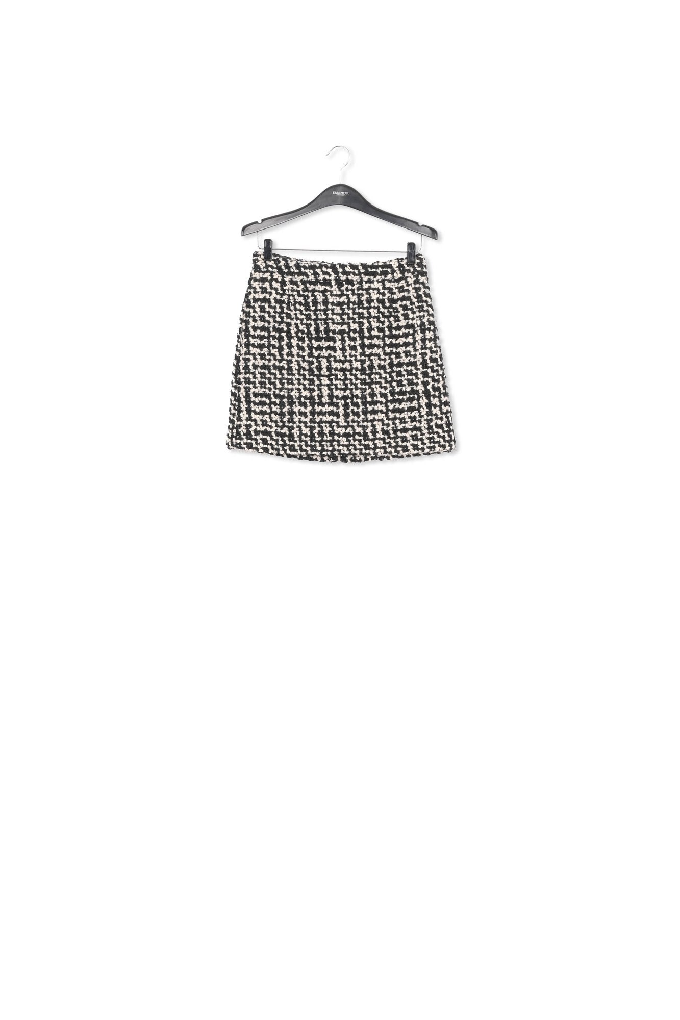 Black and off-white wool-blend tweed mini skirt RE—SSENTIEL | Essentiel second hand