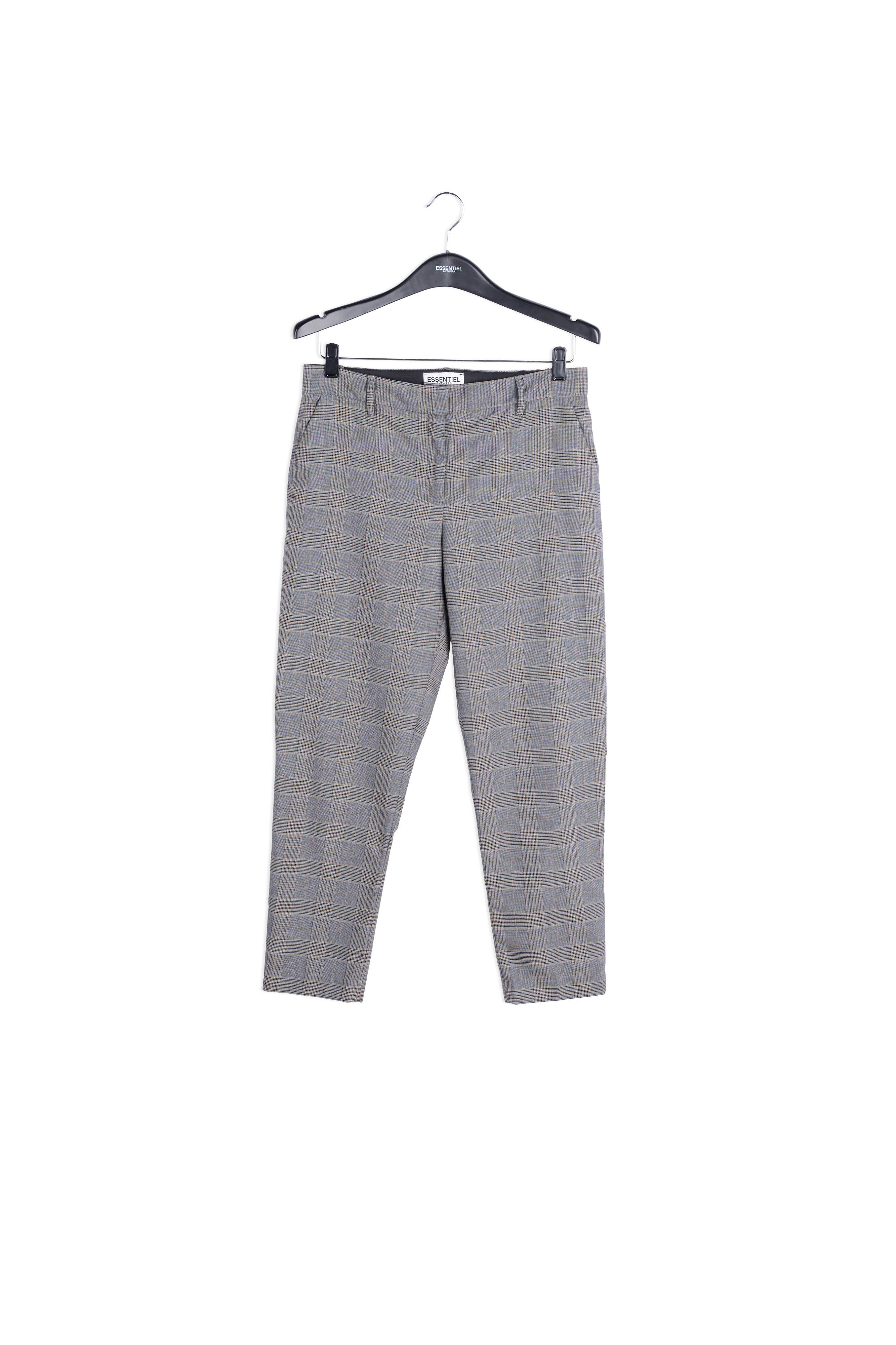 Pantalon gris 7/8me fuselé à carreaux RE—SSENTIEL | Essentiel second hand