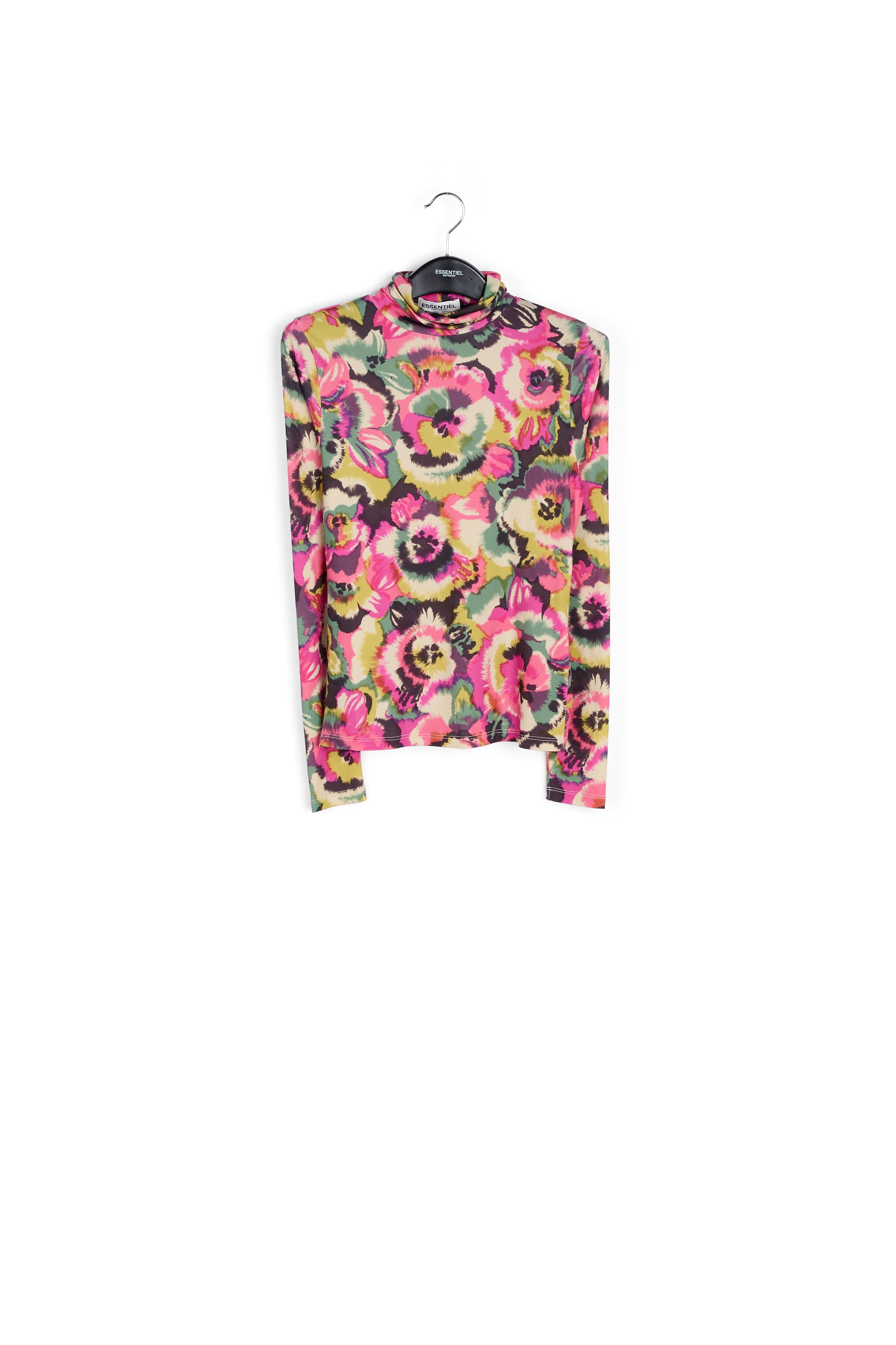 Multicolor floral-print turtleneck top RE—SSENTIEL | Essentiel second hand