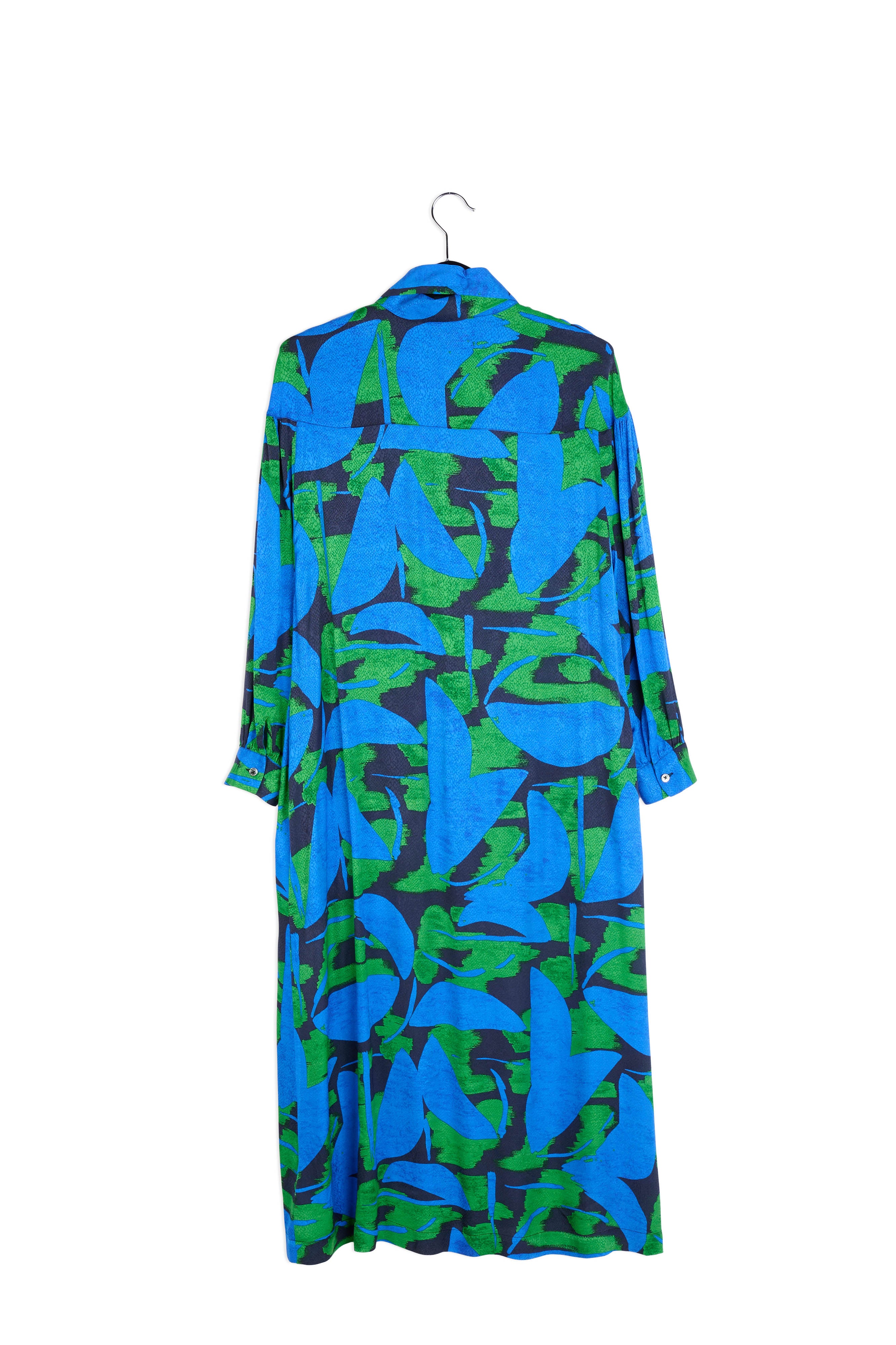 Blue, black and green abstract print midi dress RE—SSENTIEL | Essentiel second hand