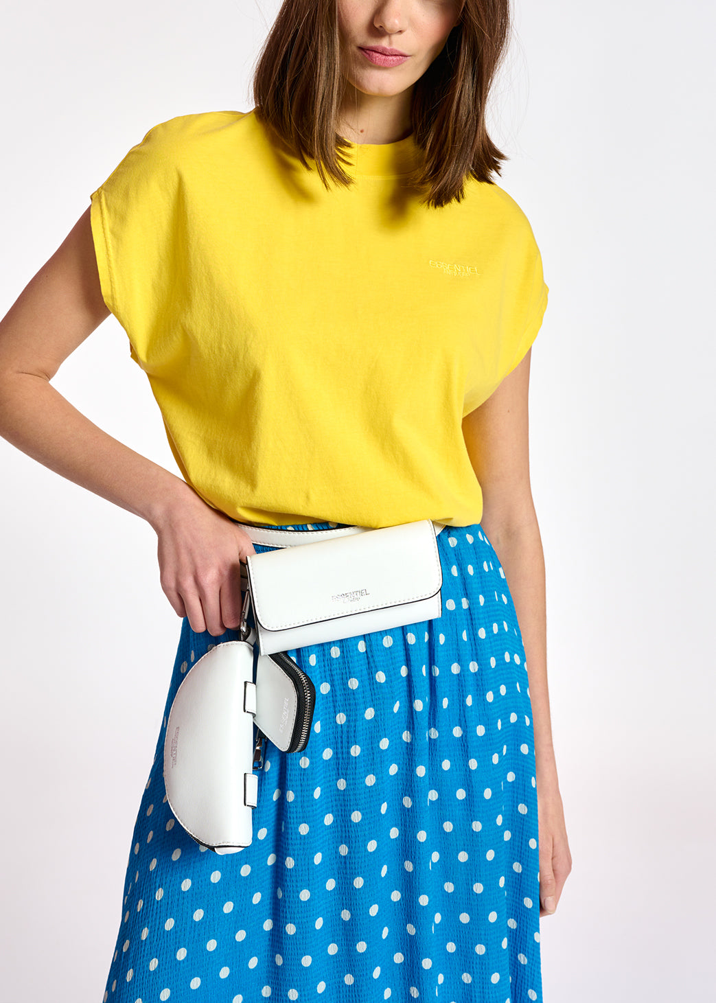 Yellow cap-sleeve organic cotton t-shirt RE—SSENTIEL | Essentiel second hand